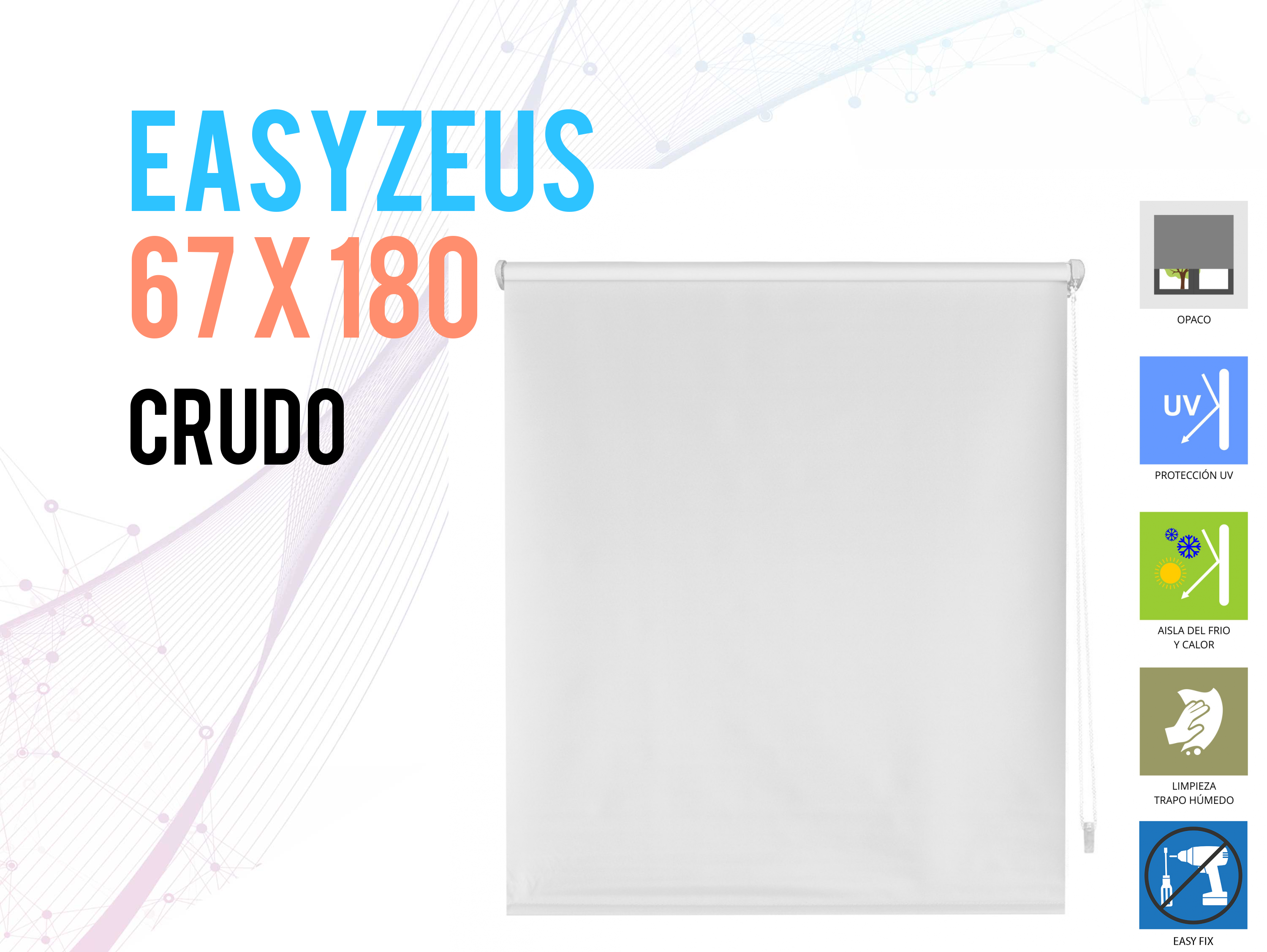 Store enrouleur 67X180 BRUT Opaque EASY FIX