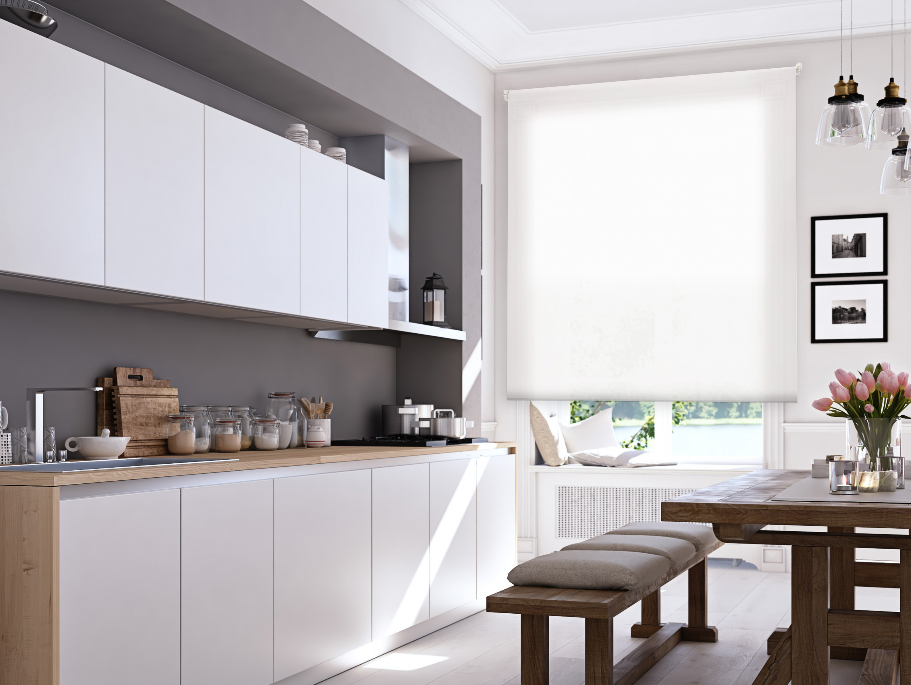 Couleur Brut Store enrouleur Polyester Translucide Crème 160 x 175