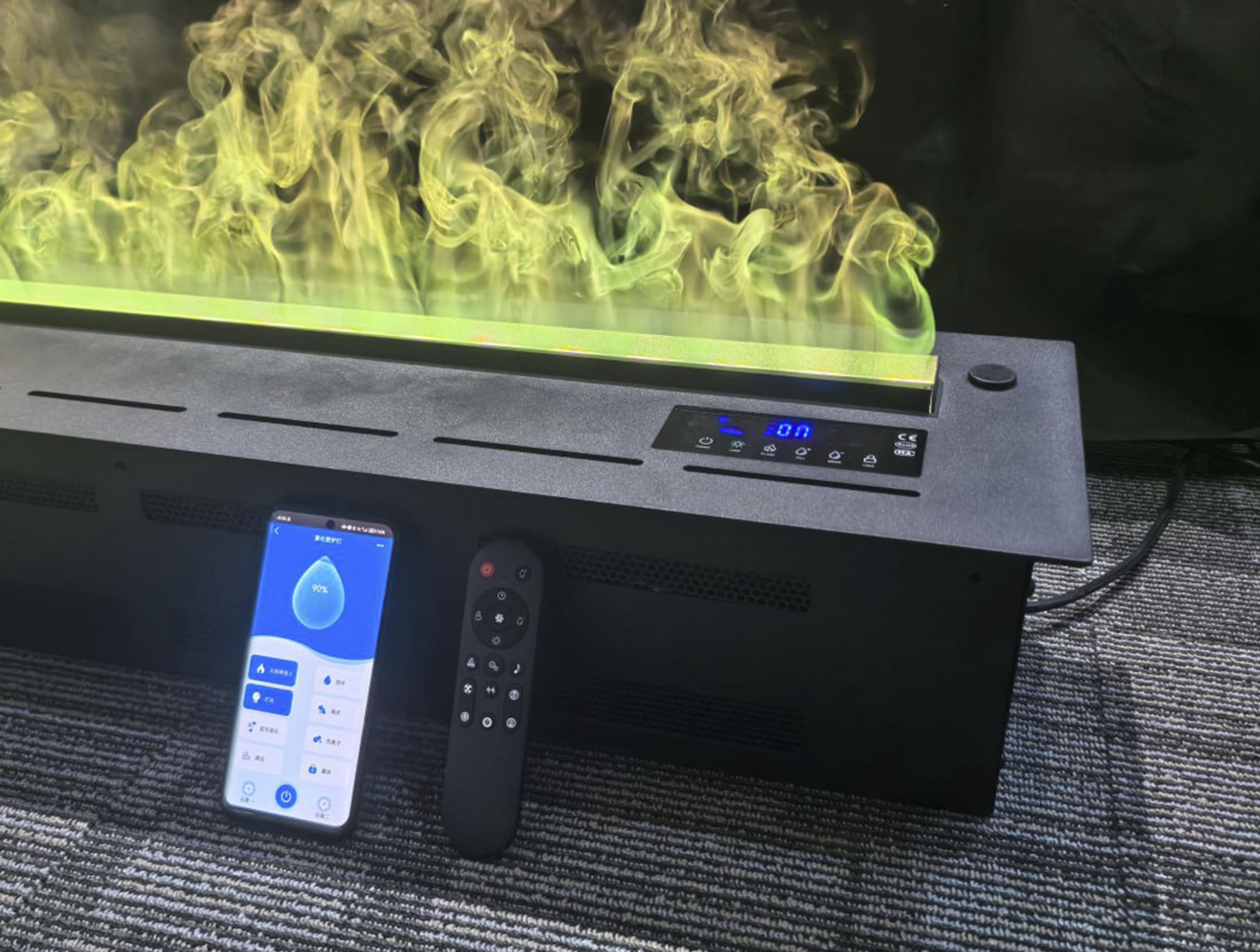 Cheminée décorative avec flammes artificielles de différentes couleurs