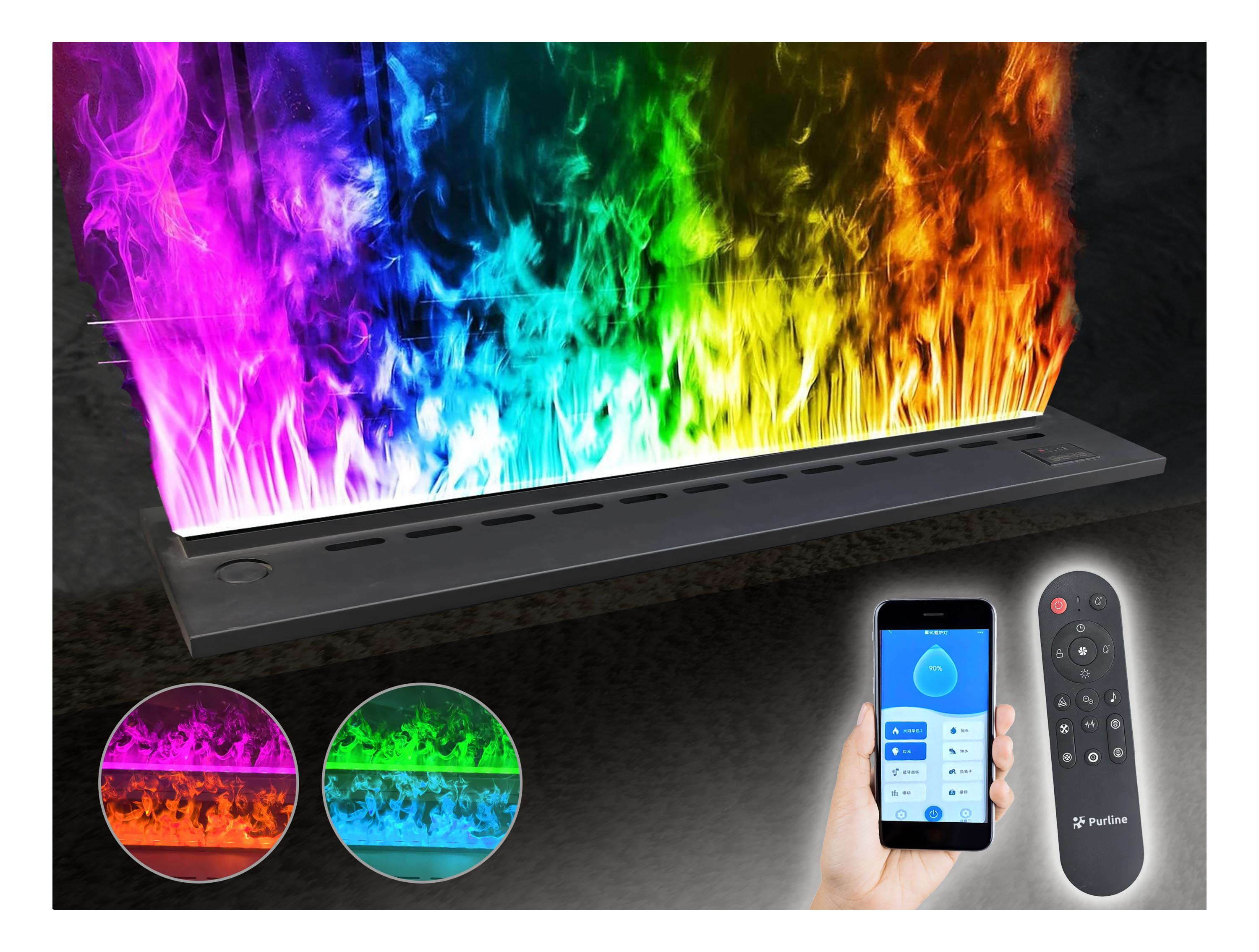 Cheminée décorative avec flammes artificielles de différentes couleurs