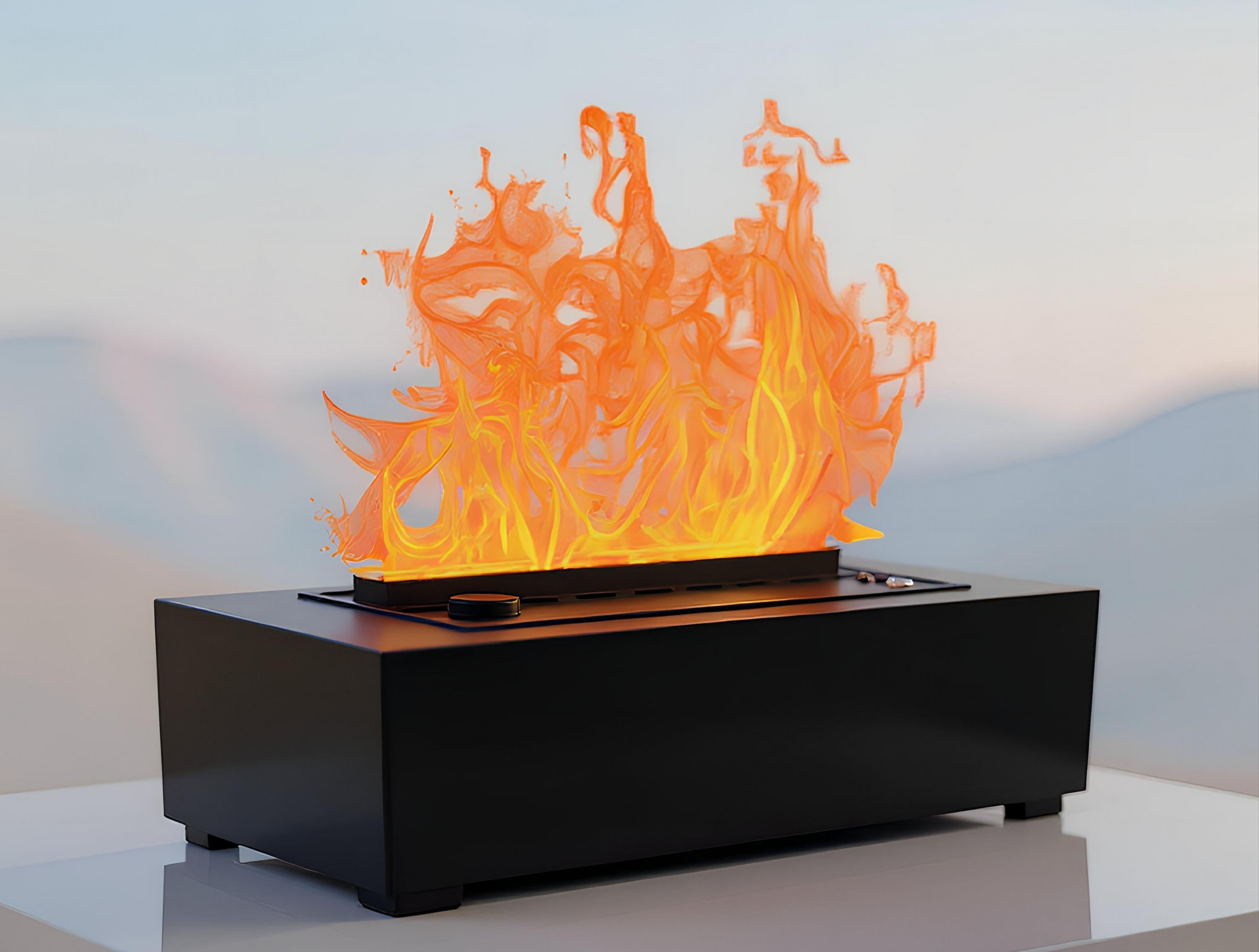 Cheminée de table décorative avec flamme simulée et corps en métal