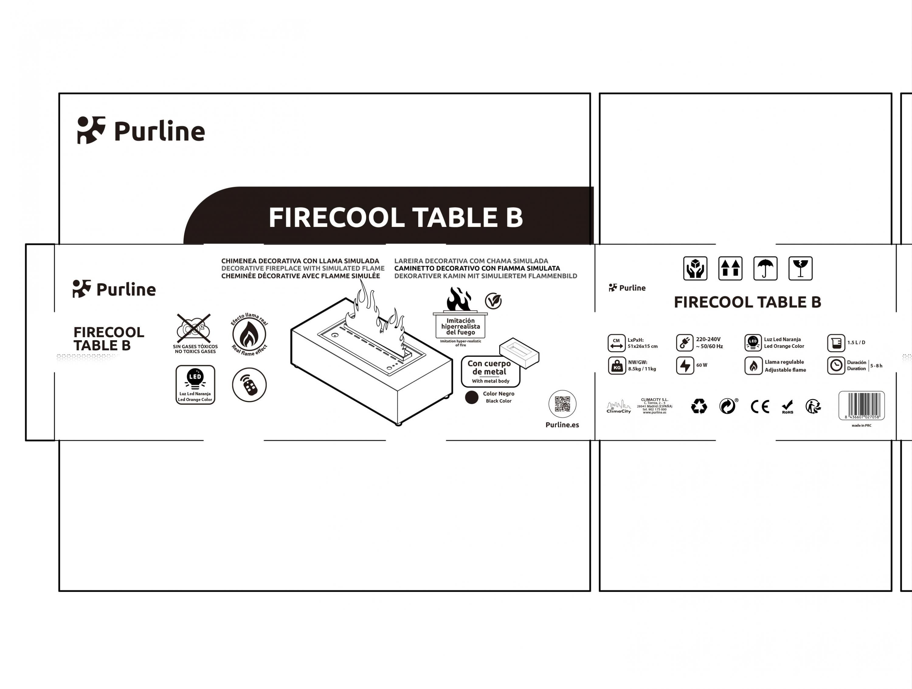 Cheminée de table décorative avec flamme simulée et corps en métal