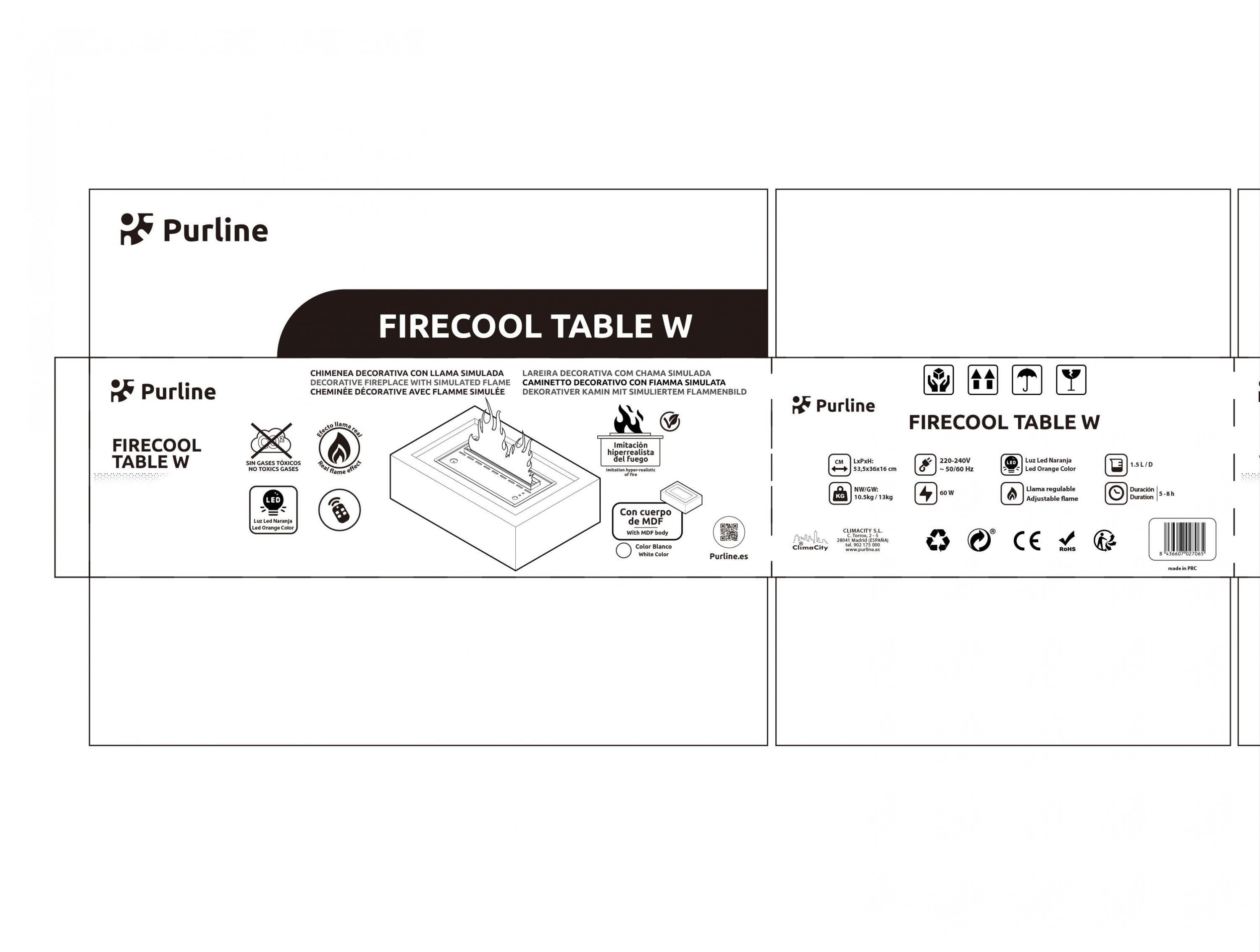 Cheminée de table décorative avec flamme simulée et corps en MDF