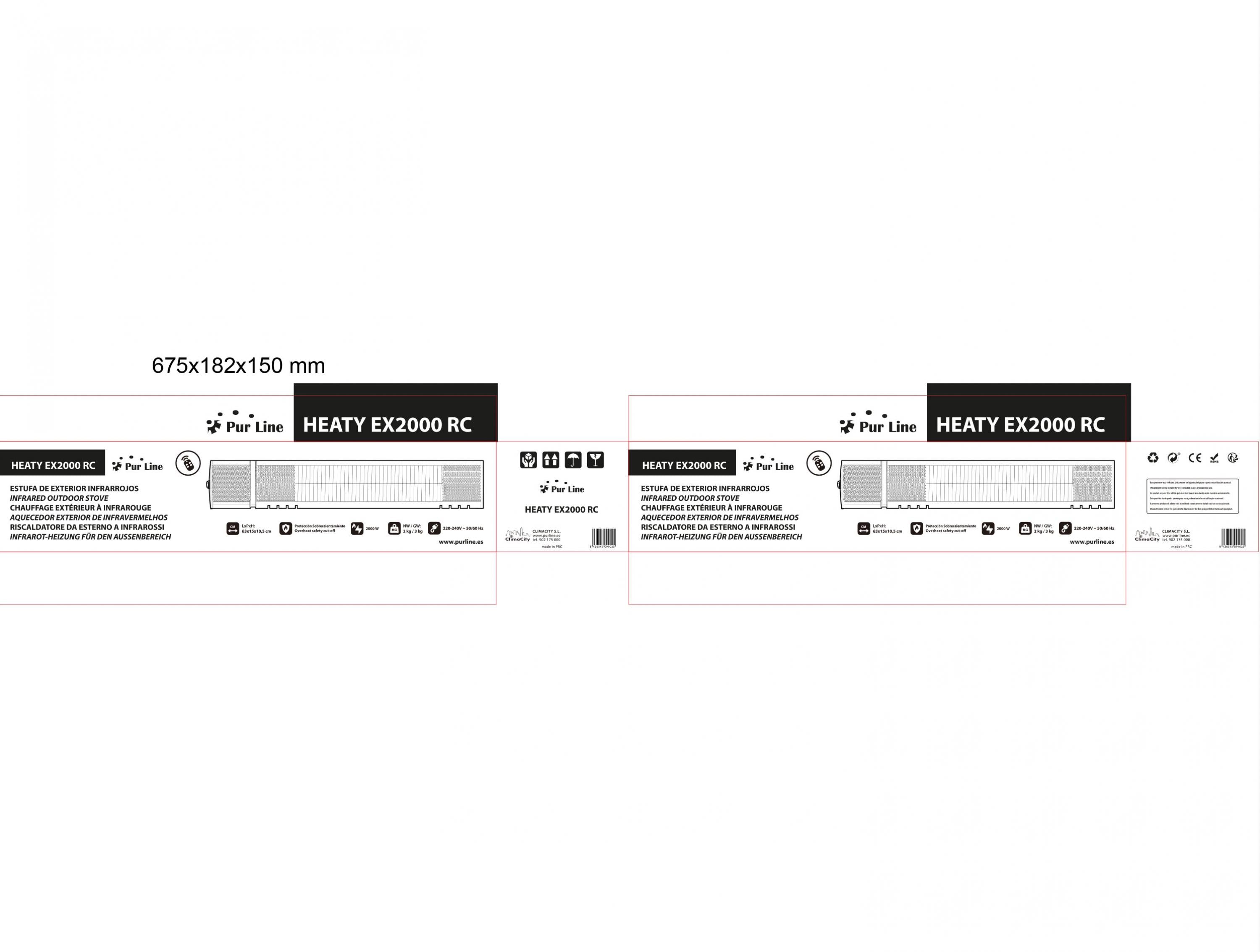 Chauffage halogène 2000W pour utilisation au plafond ou au mur