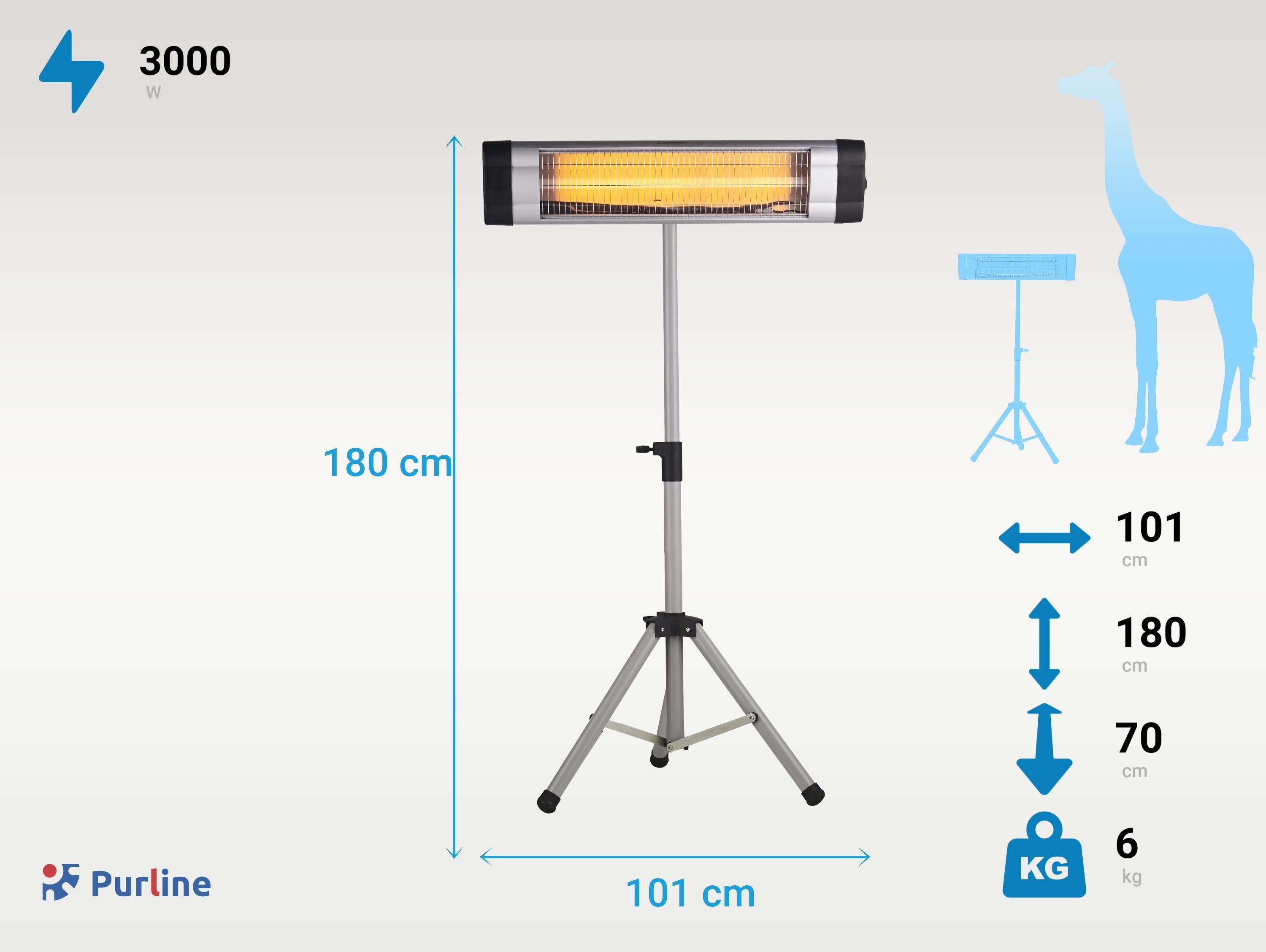 Chauffage halogène 3000W pour une utilisation intérieure ou extérieure