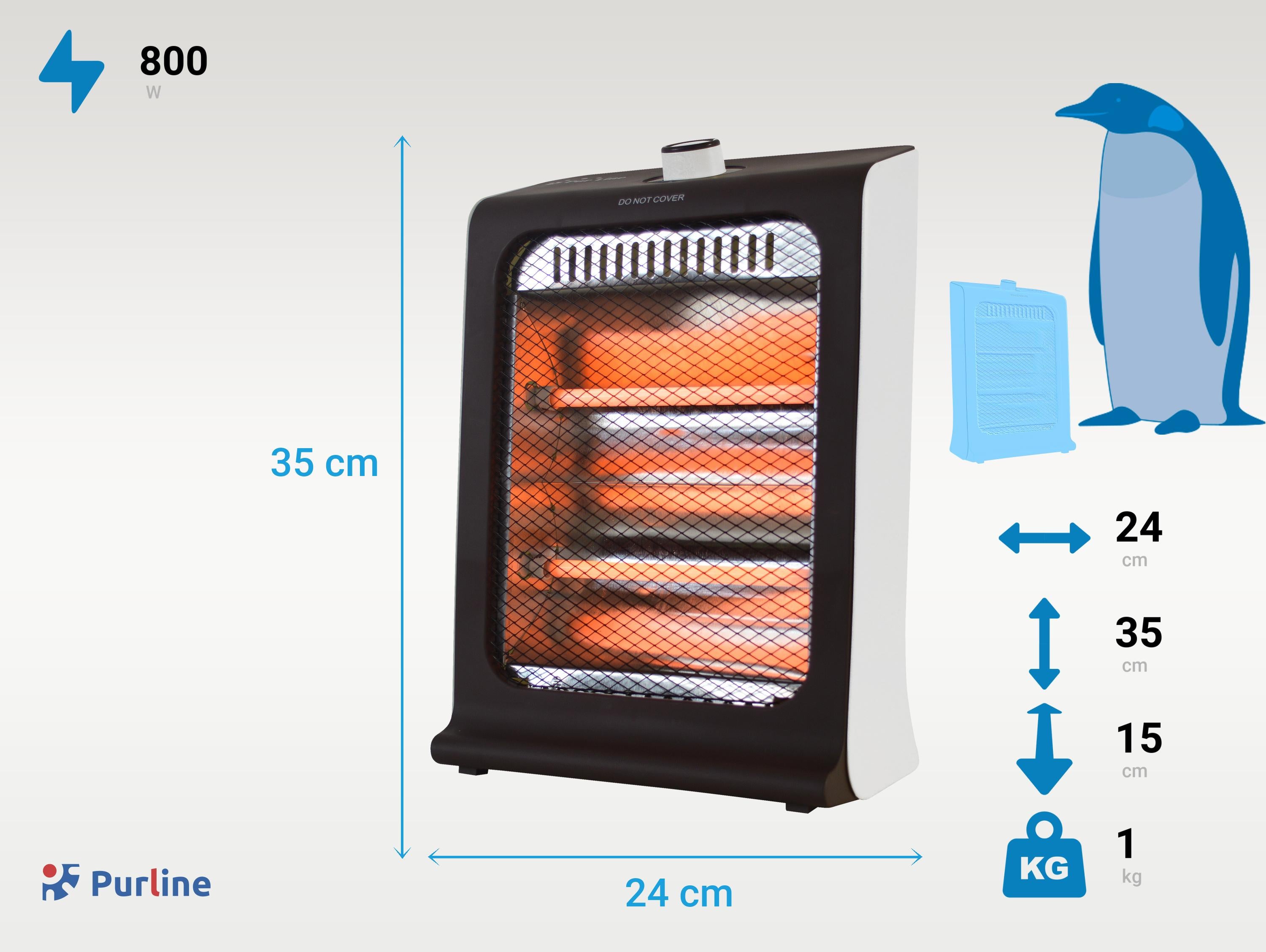 Chauffage halogène 800W deux puissances et faible consommation