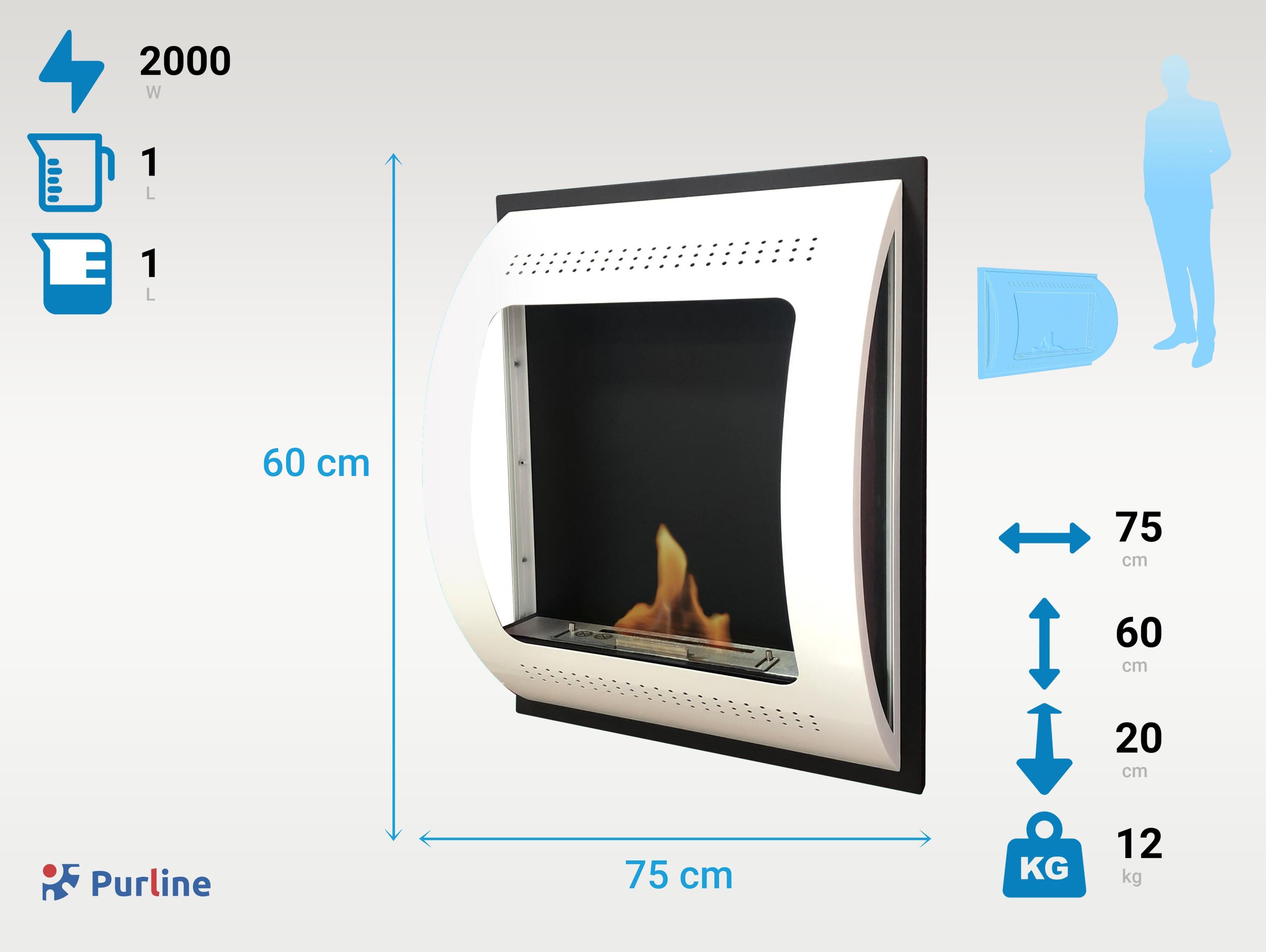 Cheminée à l'éthanol en acier blanc