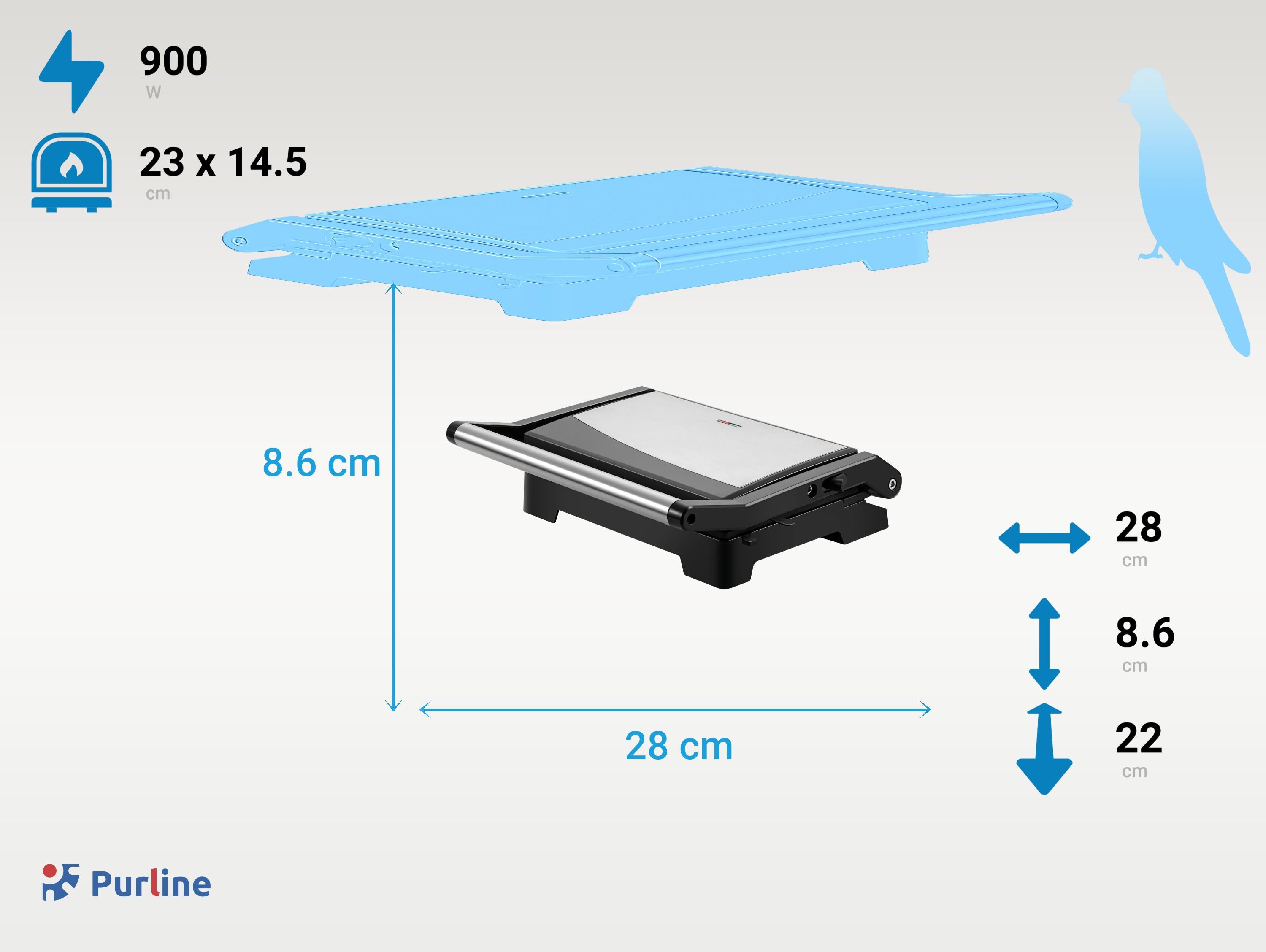 Grill électrique compact avec plaques anti-adhésives 900W