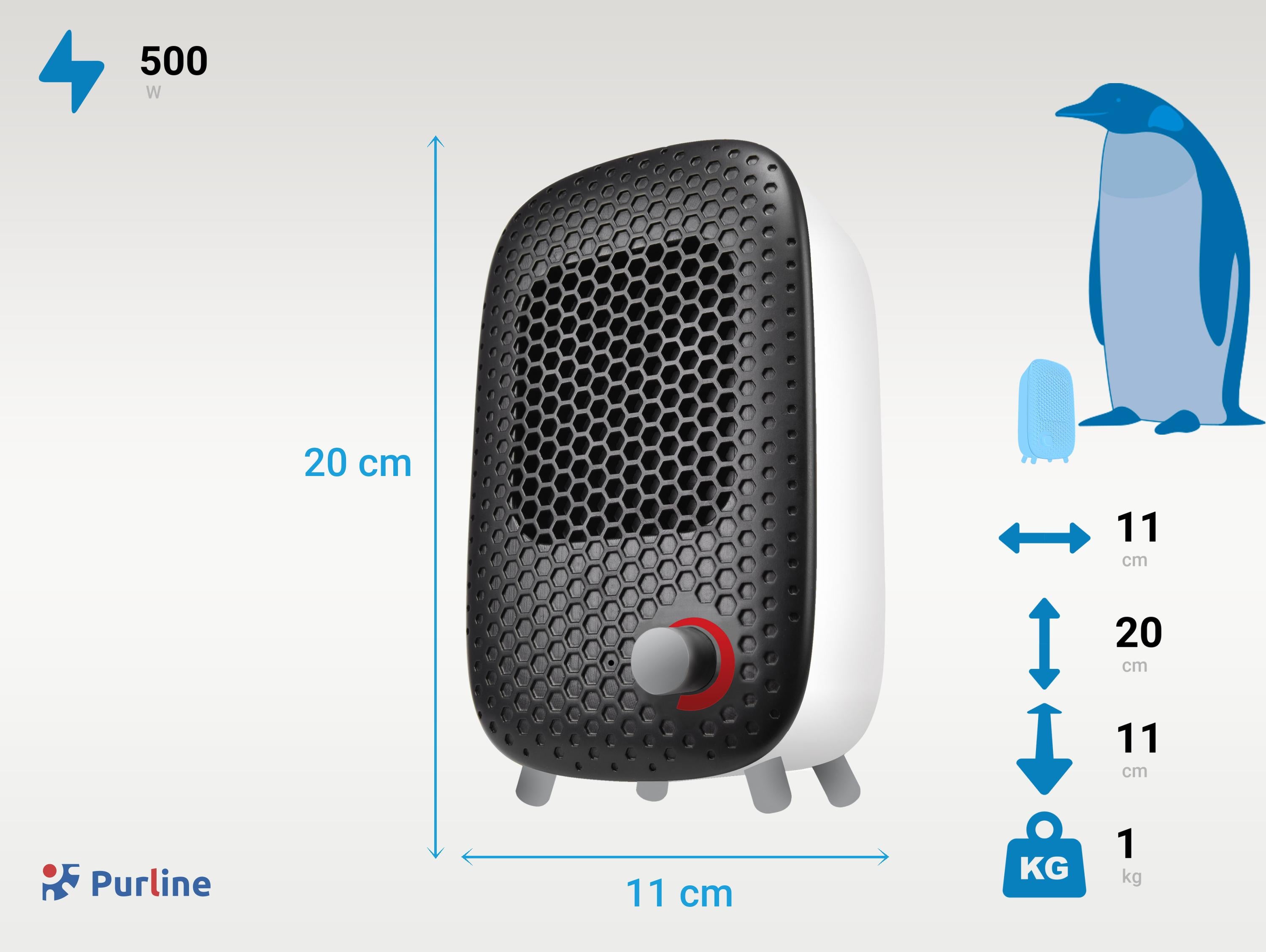 Chauffage céramique compact 500W