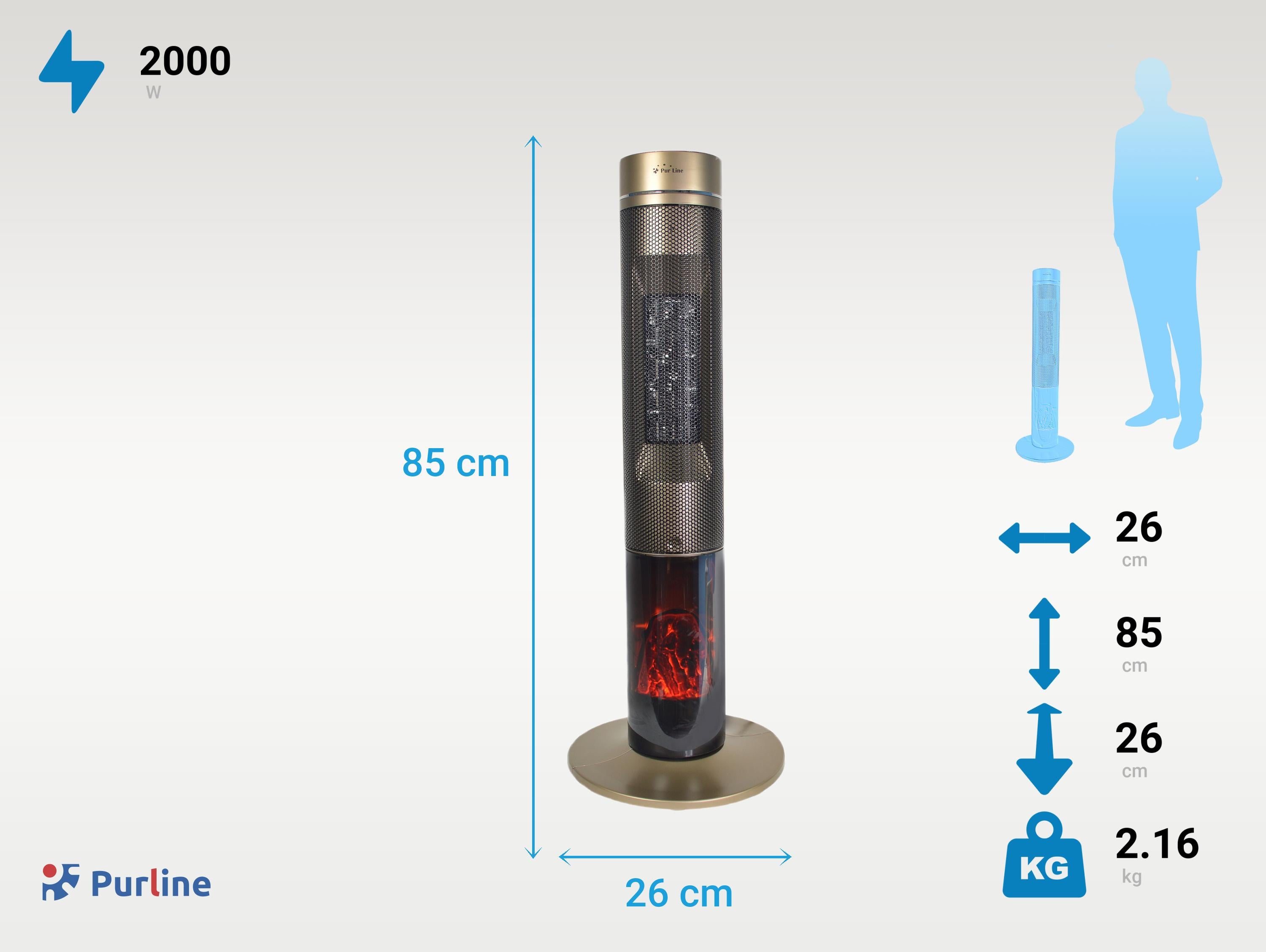 Chauffage 2kW avec feu électrique