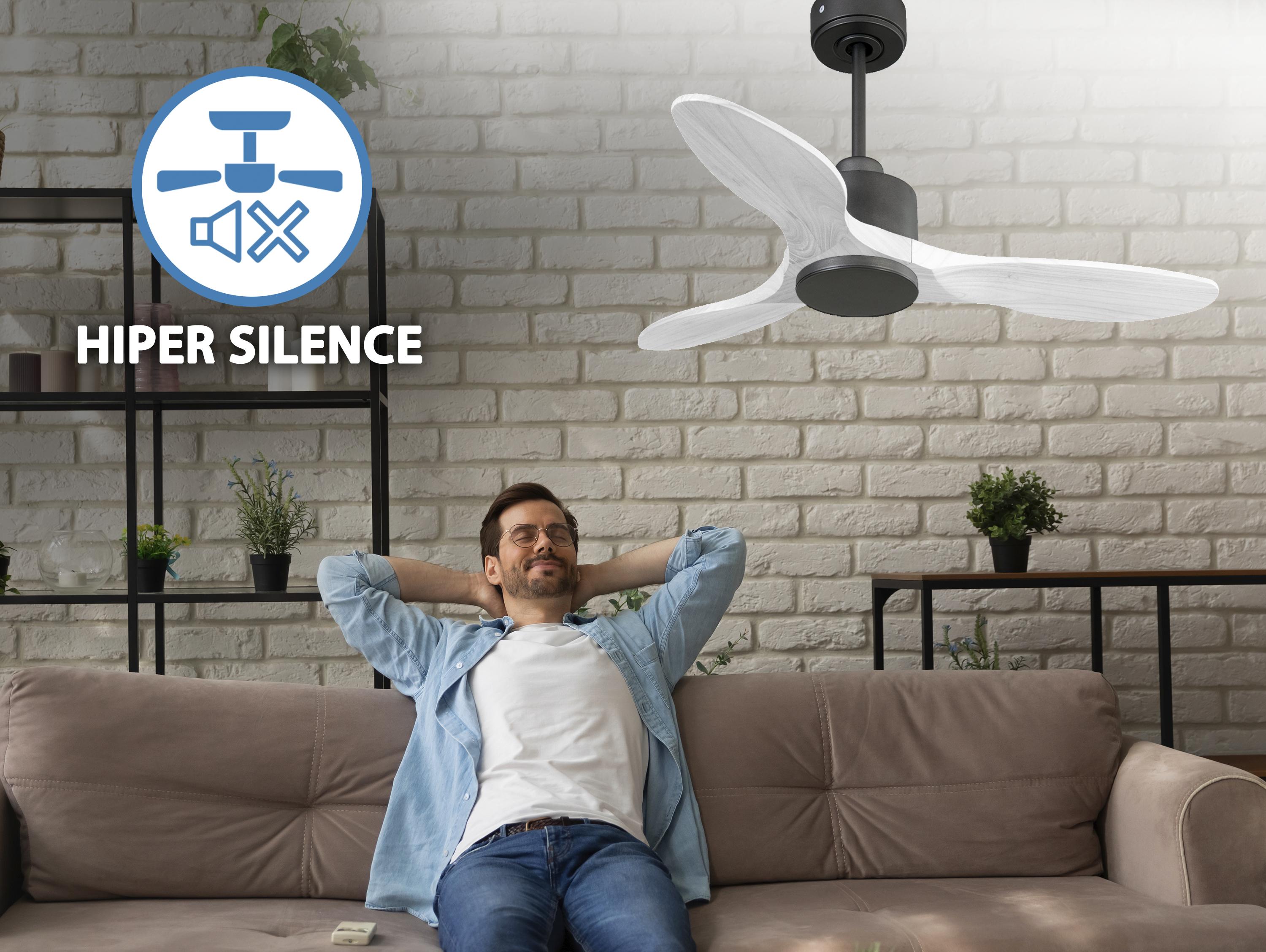   Ventilateur de plafond Réversible  Thermostat Wifi Moteur à courant continu Toits en pente Télécommande Hypersilence Mémoire Shopify Vendible (AUTOMATIQUE)