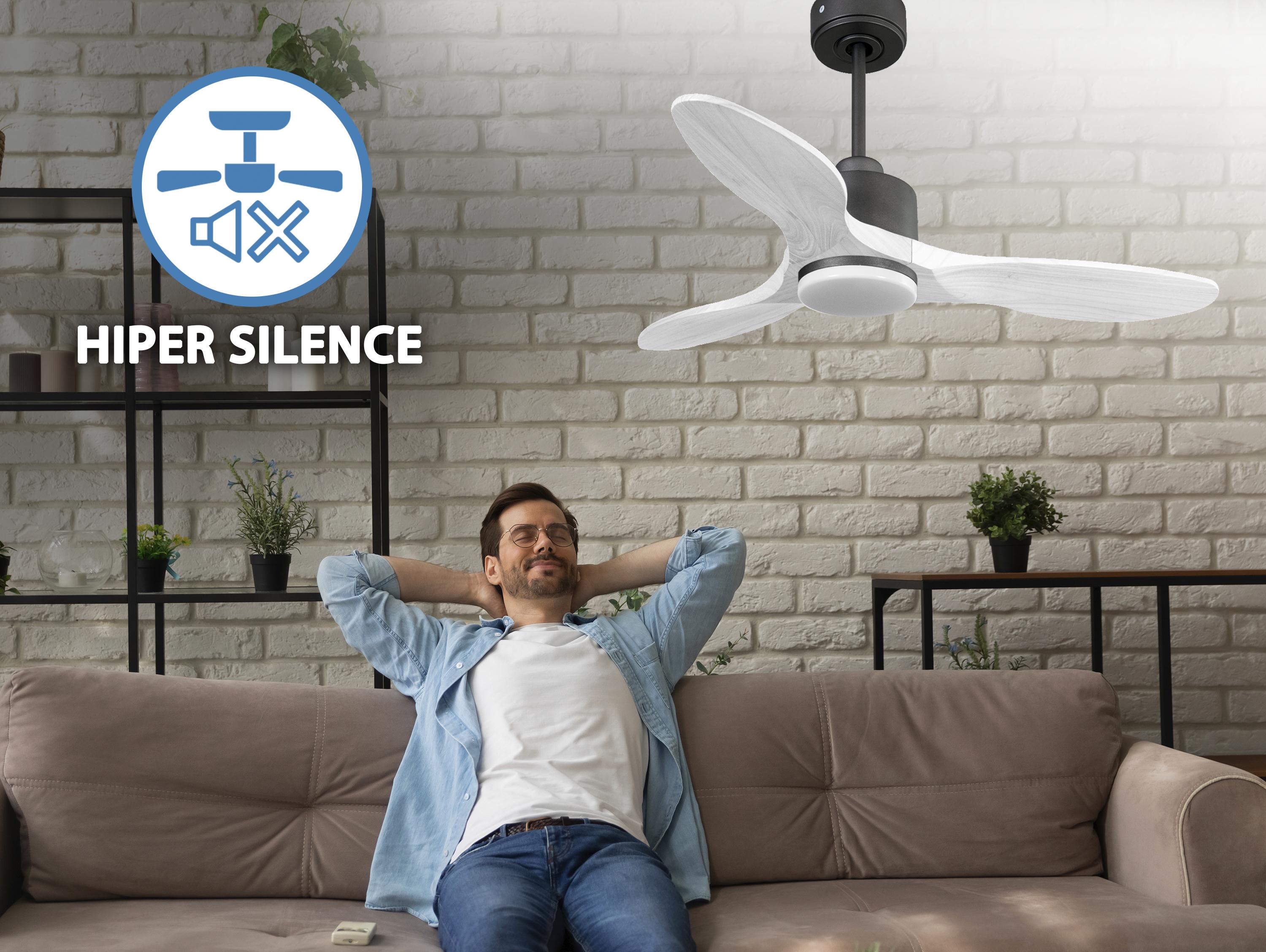   Ventilateur de plafond Réversible  Thermostat Dimmable Wifi Moteur à courant continu Toits en pente Télécommande Lumière à trois tons Hypersilence Mémoire