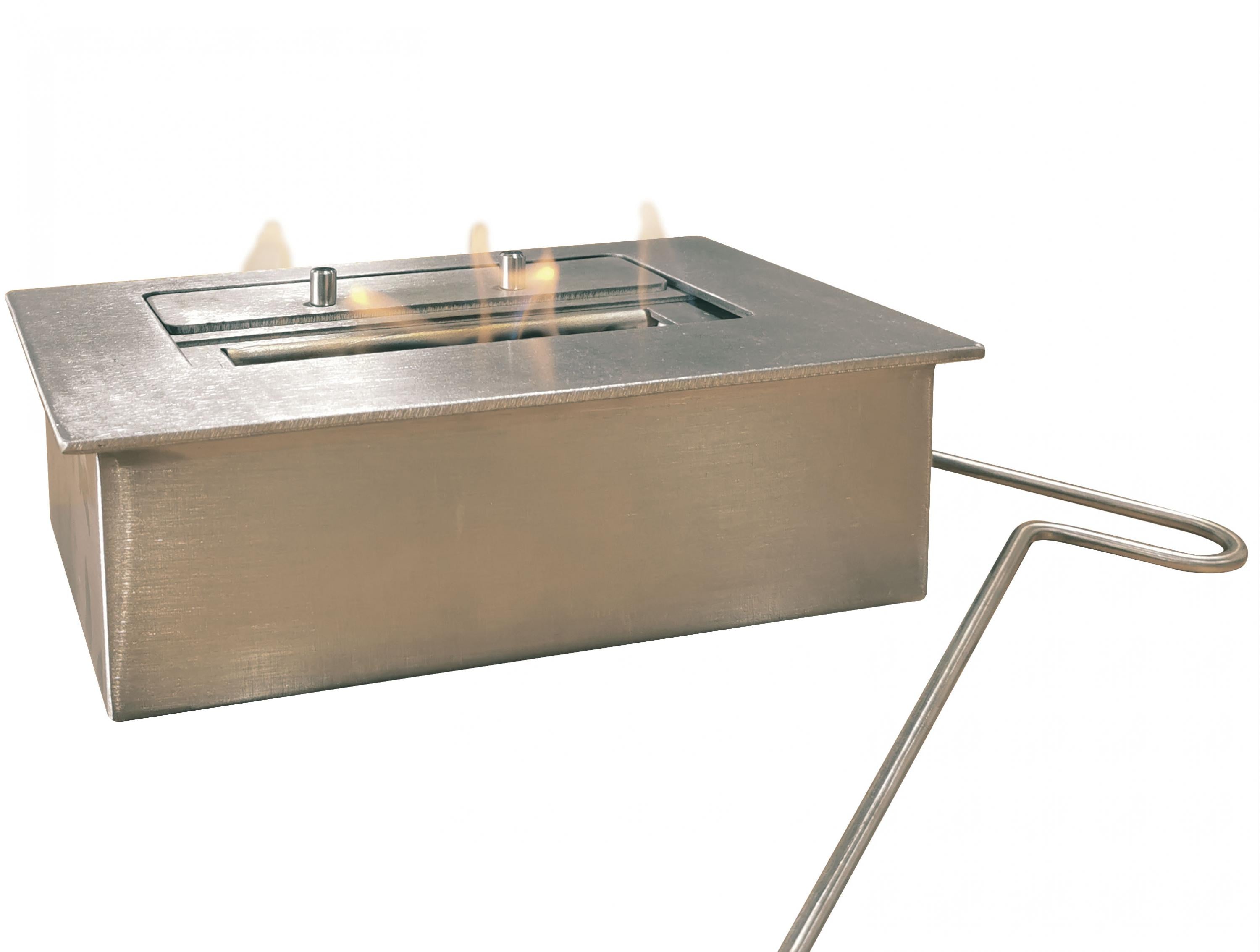 Cheminée à l'éthanol grand format avec 3 feux et verre décoratif