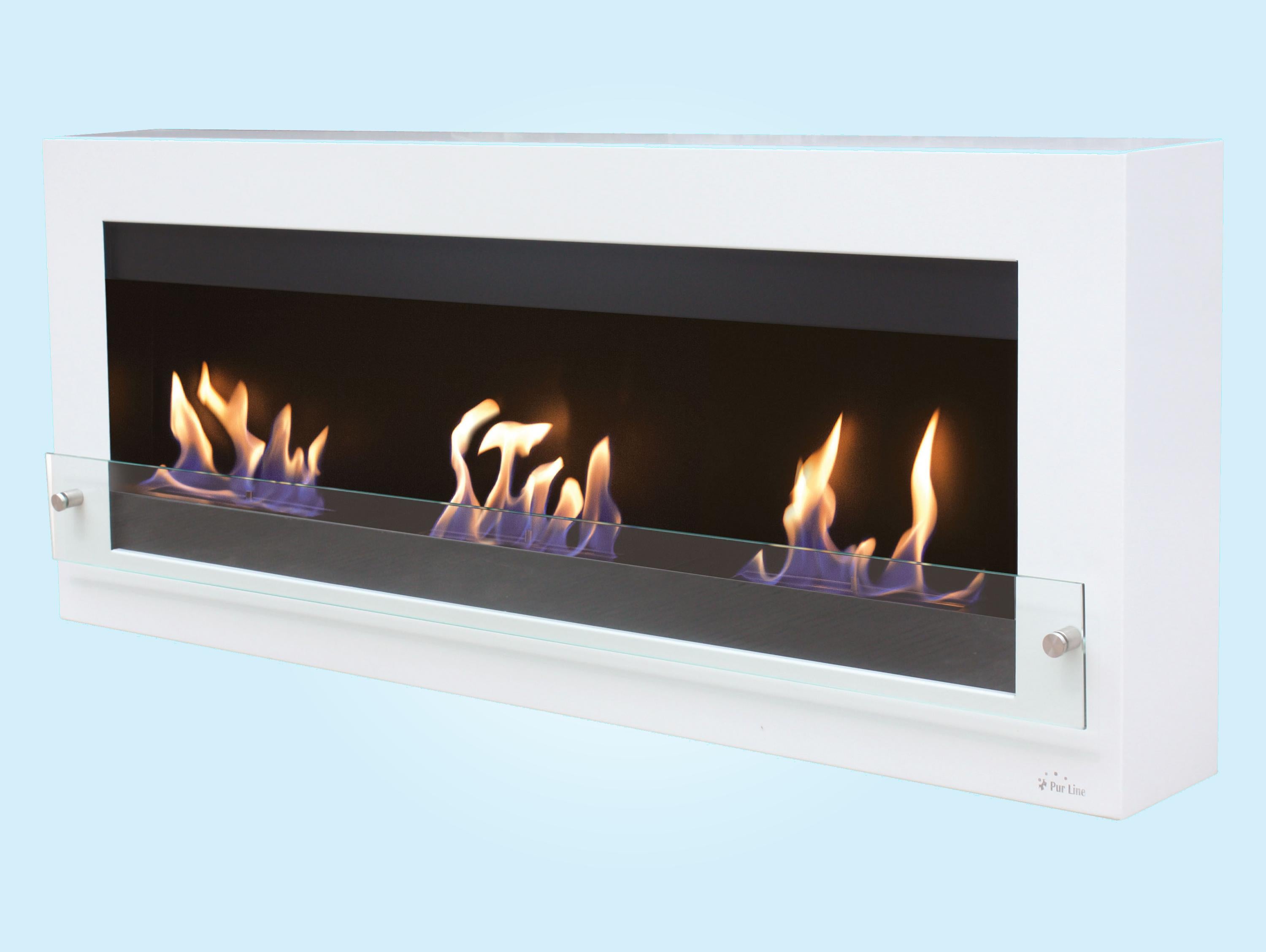 Cheminée à l'éthanol grand format avec 3 feux et verre décoratif