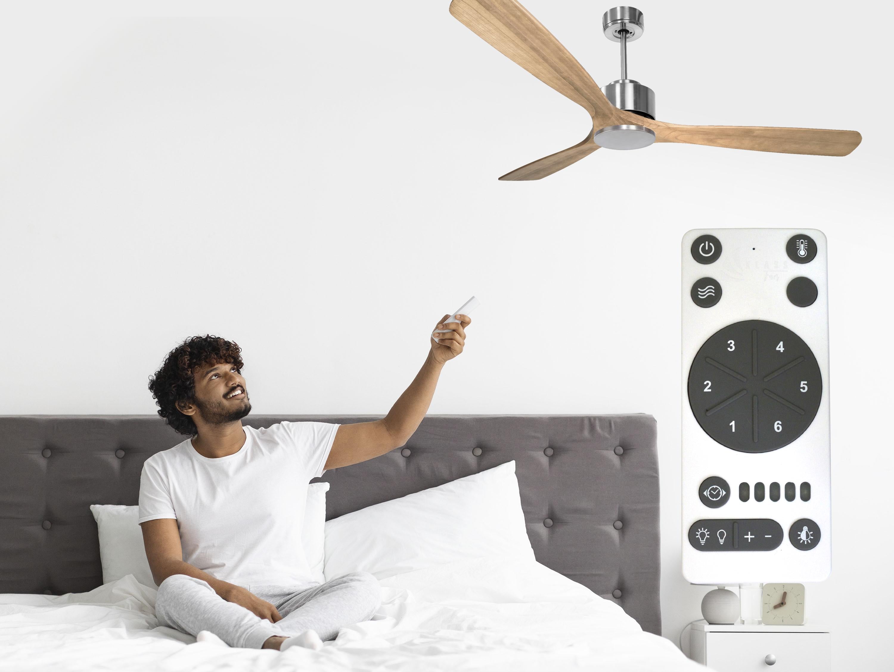   Ventilateur de plafond Réversible  Thermostat Wifi Moteur à courant continu Toits en pente Télécommande Hypersilence Mémoire Shopify Vendible (AUTOMATIQUE)