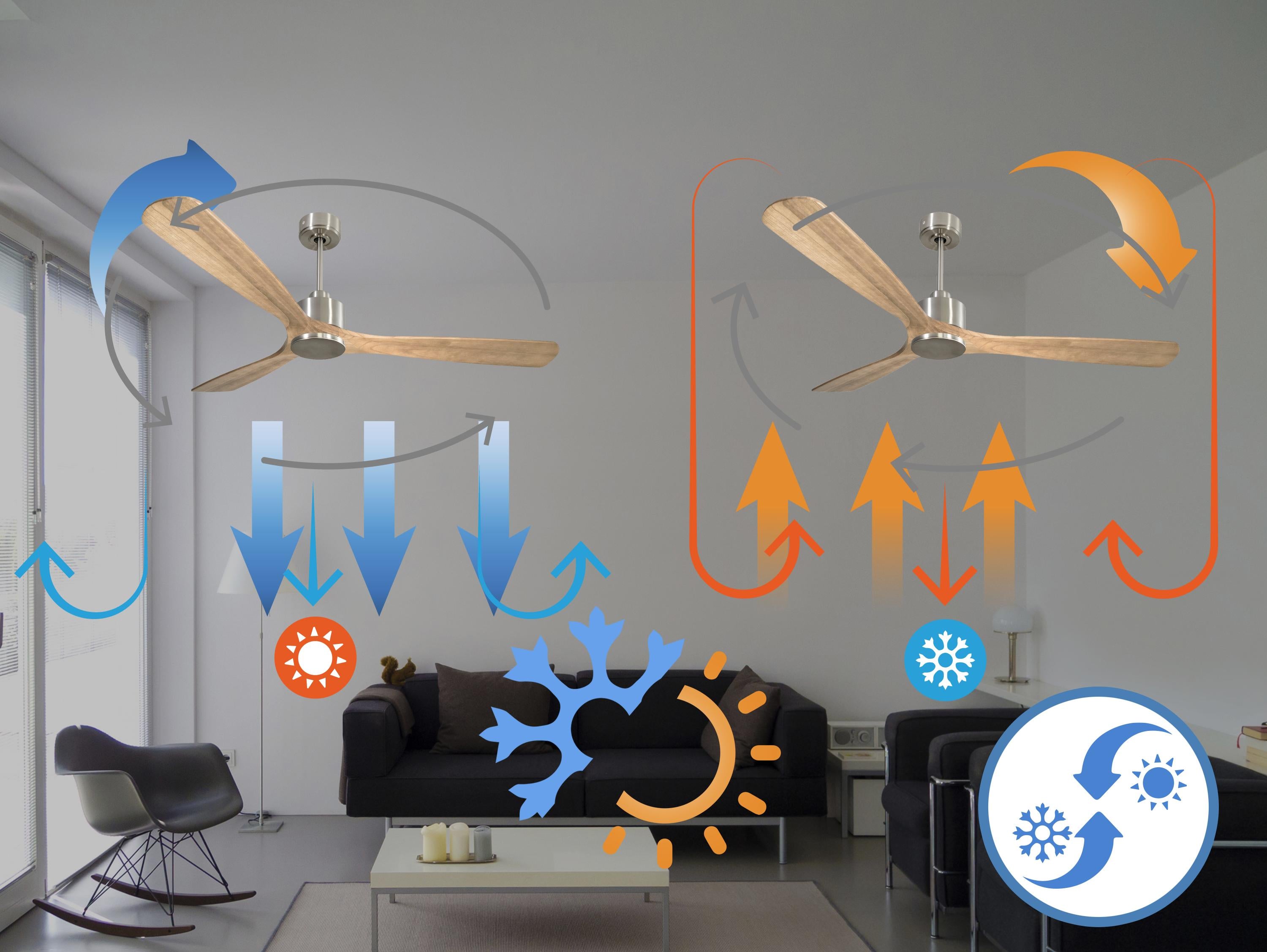MljetD166C0367783: Ventilateur de plafond Réversible  Thermostat Wifi Moteur à courant continu Toits en pente Télécommande Hypersilence Mémoire