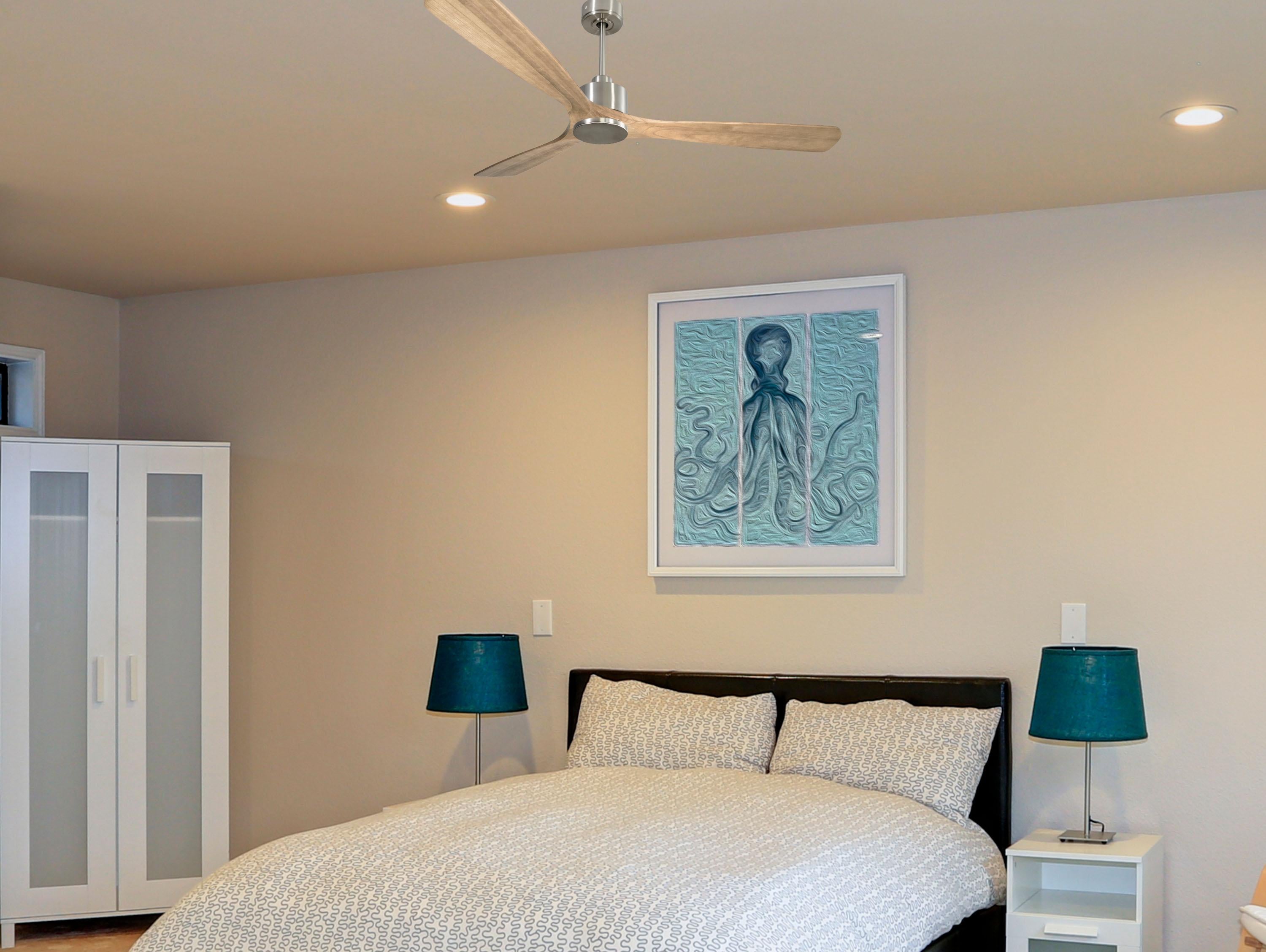  Ventilateur de plafond Réversible  Thermostat Wifi Moteur à courant continu Toits en pente Télécommande Hypersilence Mémoire