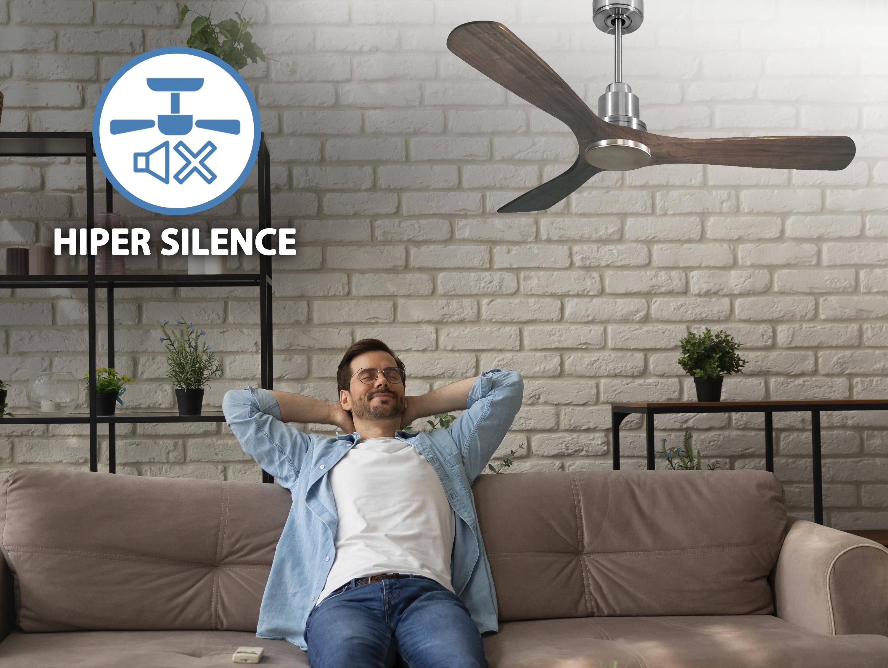   Ventilateur de plafond Réversible  Thermostat Wifi Moteur à courant continu Toits en pente Télécommande Hypersilence Mémoire Shopify Vendible (AUTOMATIQUE)