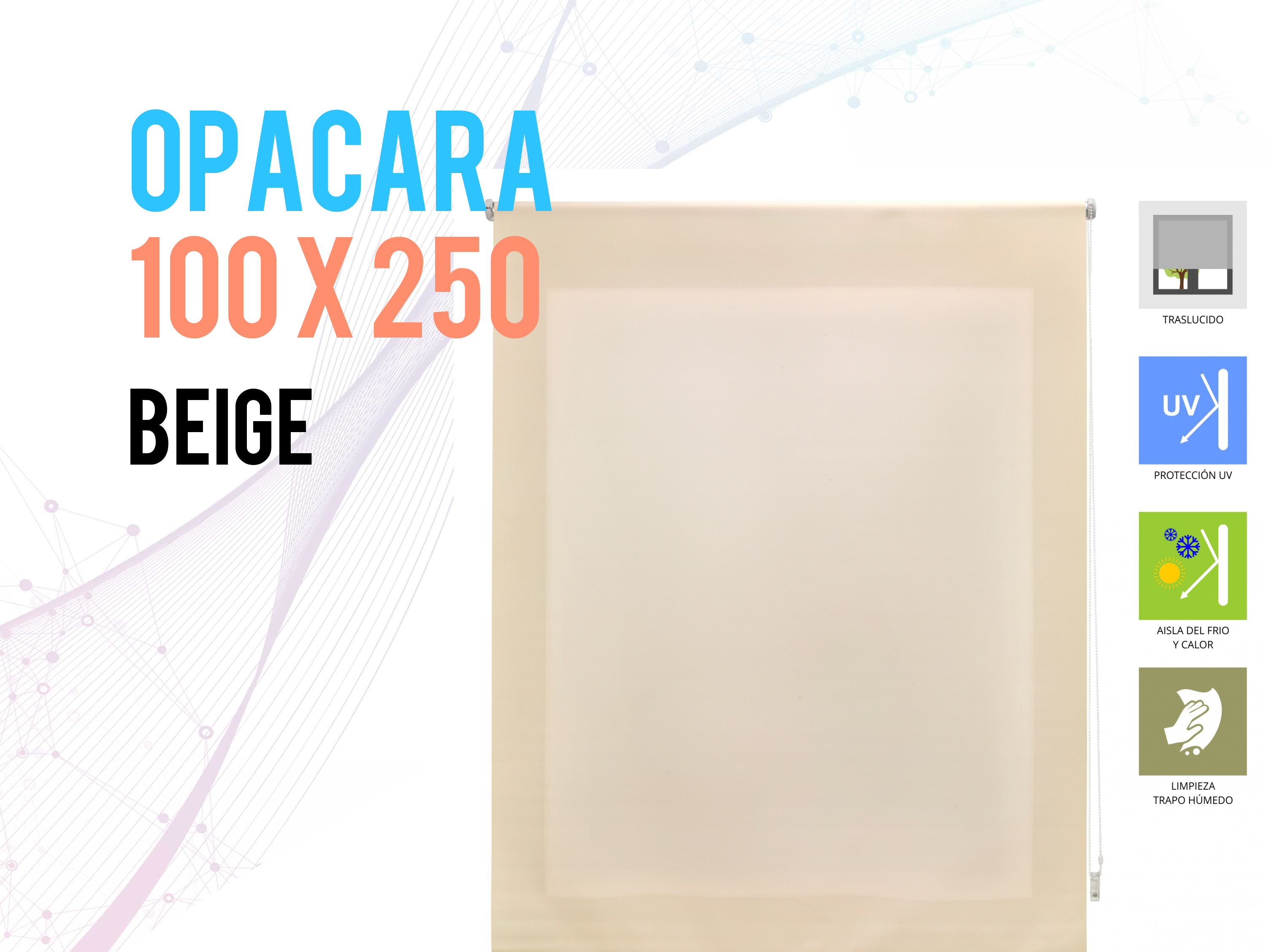 Couleur Beige Store enrouleur Polyester Beige 100 x 250