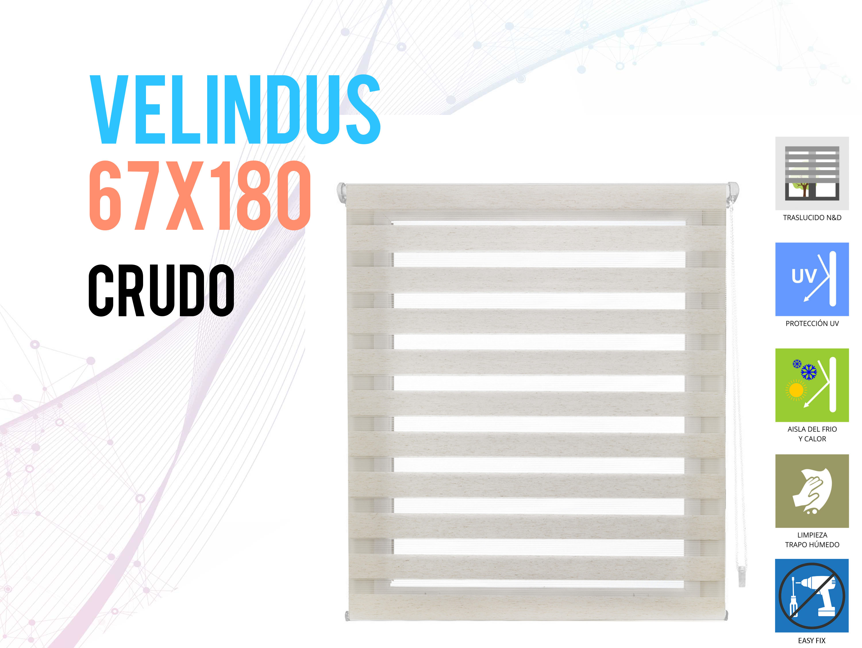 Couleur Brut Store enrouleur Polyester Crème 67 x 180