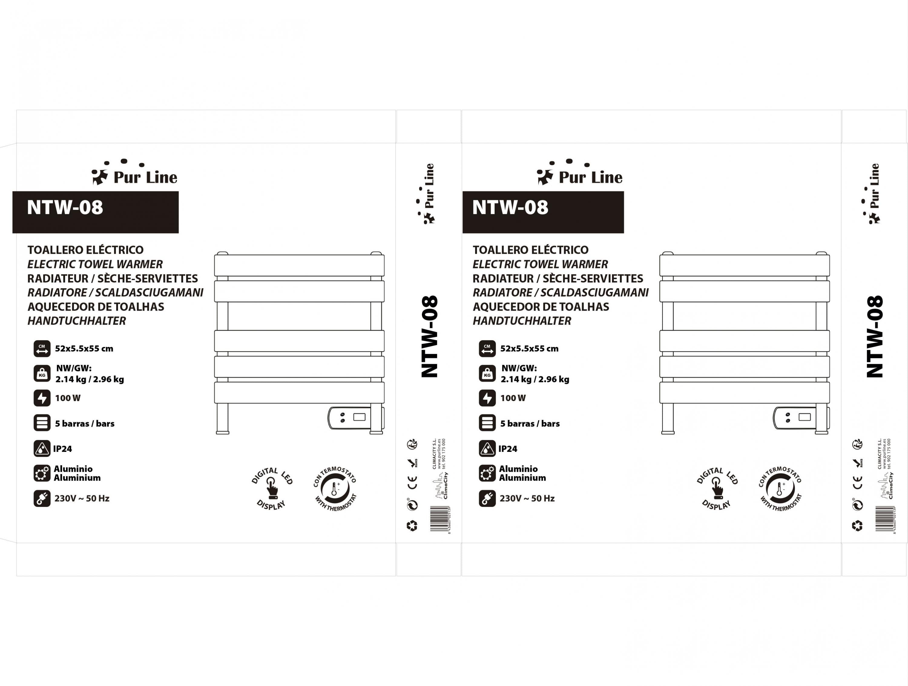 Sèche-serviettes électrique compact noir 100W