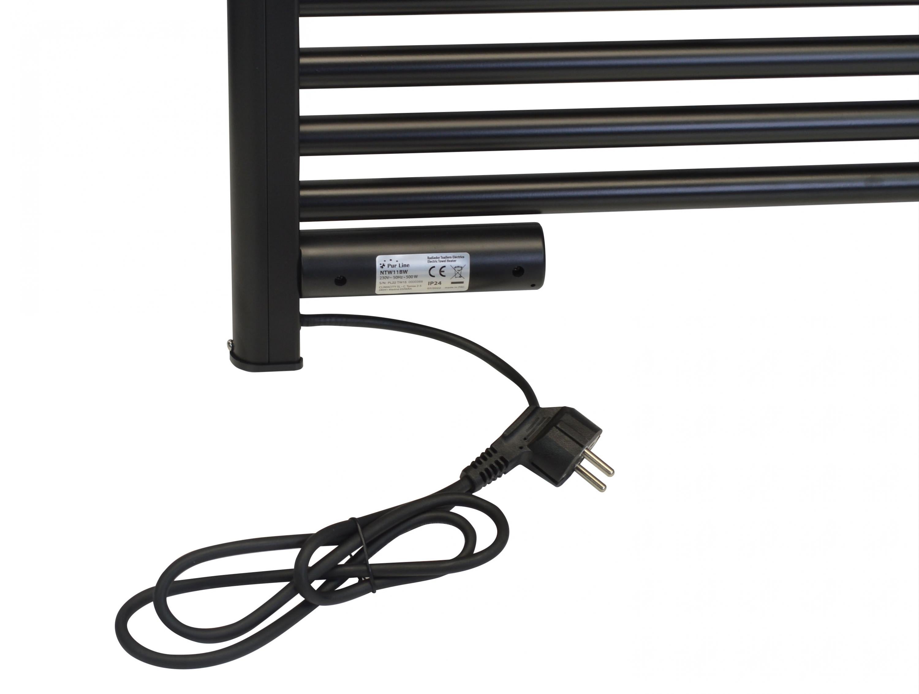 NTW-11B: Sèche-serviettes noir avec minuterie 500W