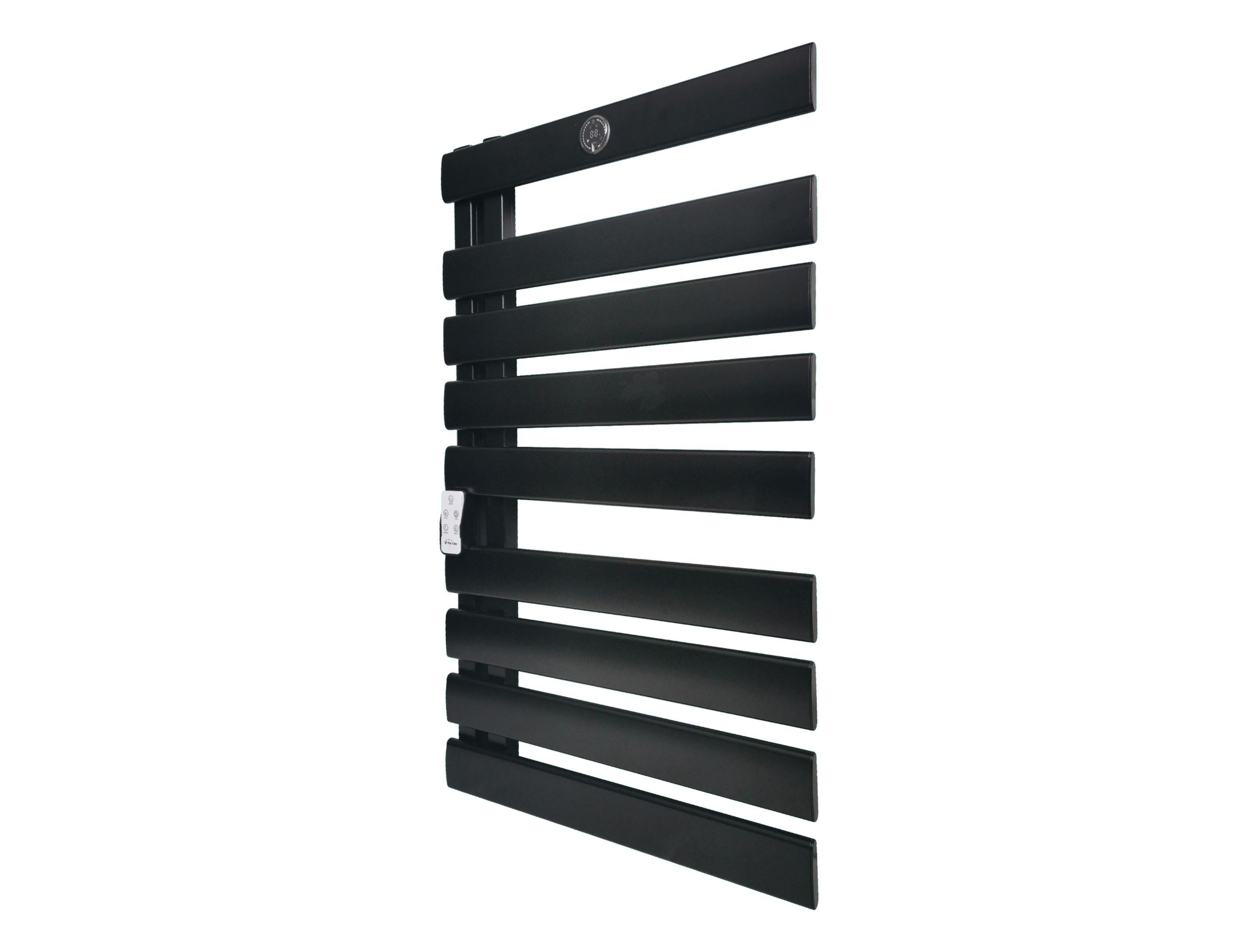 Porte-serviettes électrique mural 500W en aluminium noir avec display LED et WiFi