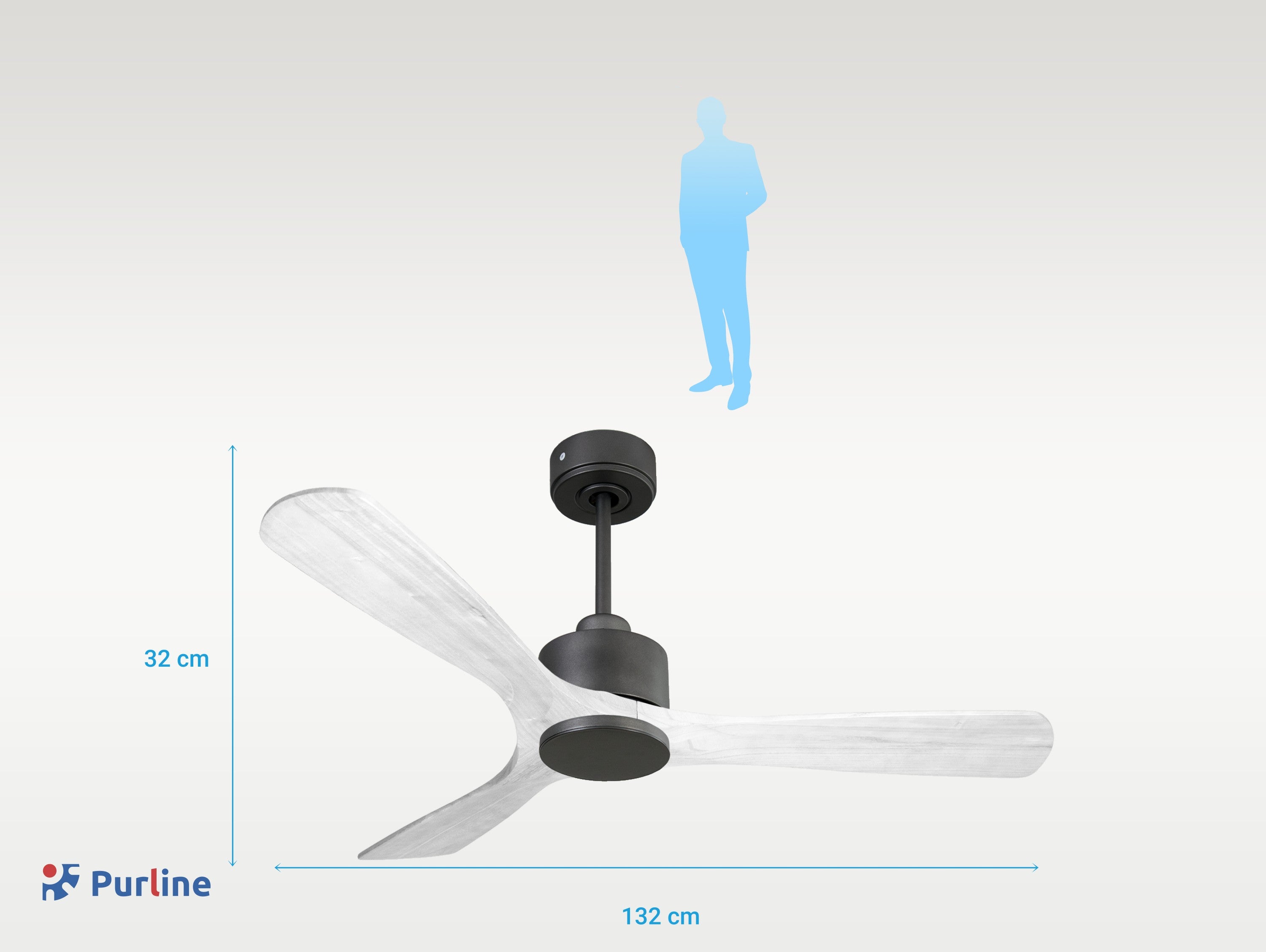 NusaD132C0365206: Ventilateur de plafond Réversible  Thermostat Wifi Moteur à courant continu Toits en pente Télécommande Hypersilence Mémoire