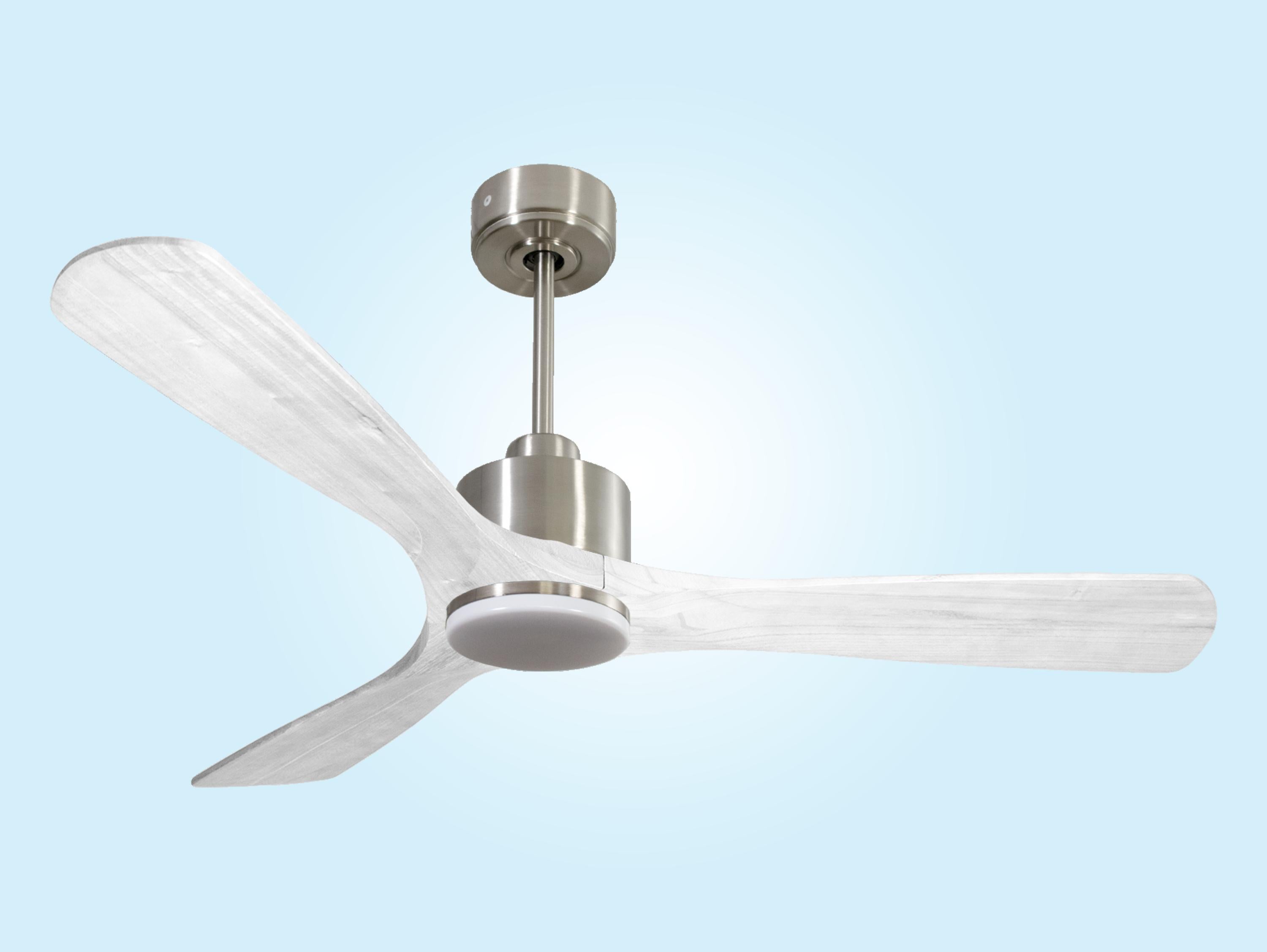 NusaD132C03LED65063: Ventilateur de plafond Réversible  Thermostat Dimmable Wifi Moteur à courant continu Toits en pente Télécommande Lumière à trois tons Hypersilence Mémoire