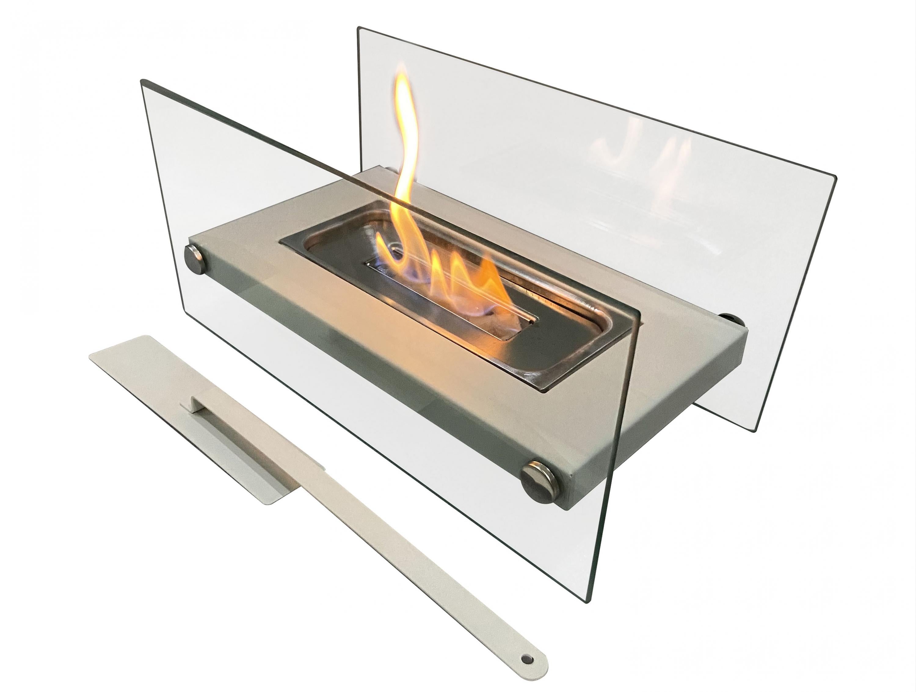 Puissance maximale 1000 W Cheminée de table à l'éthanol en métal blanc