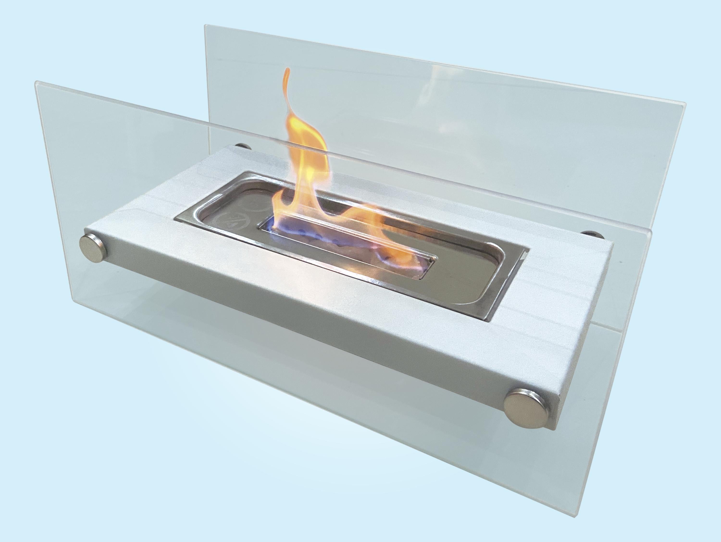 Cheminée de table à l'éthanol en métal blanc