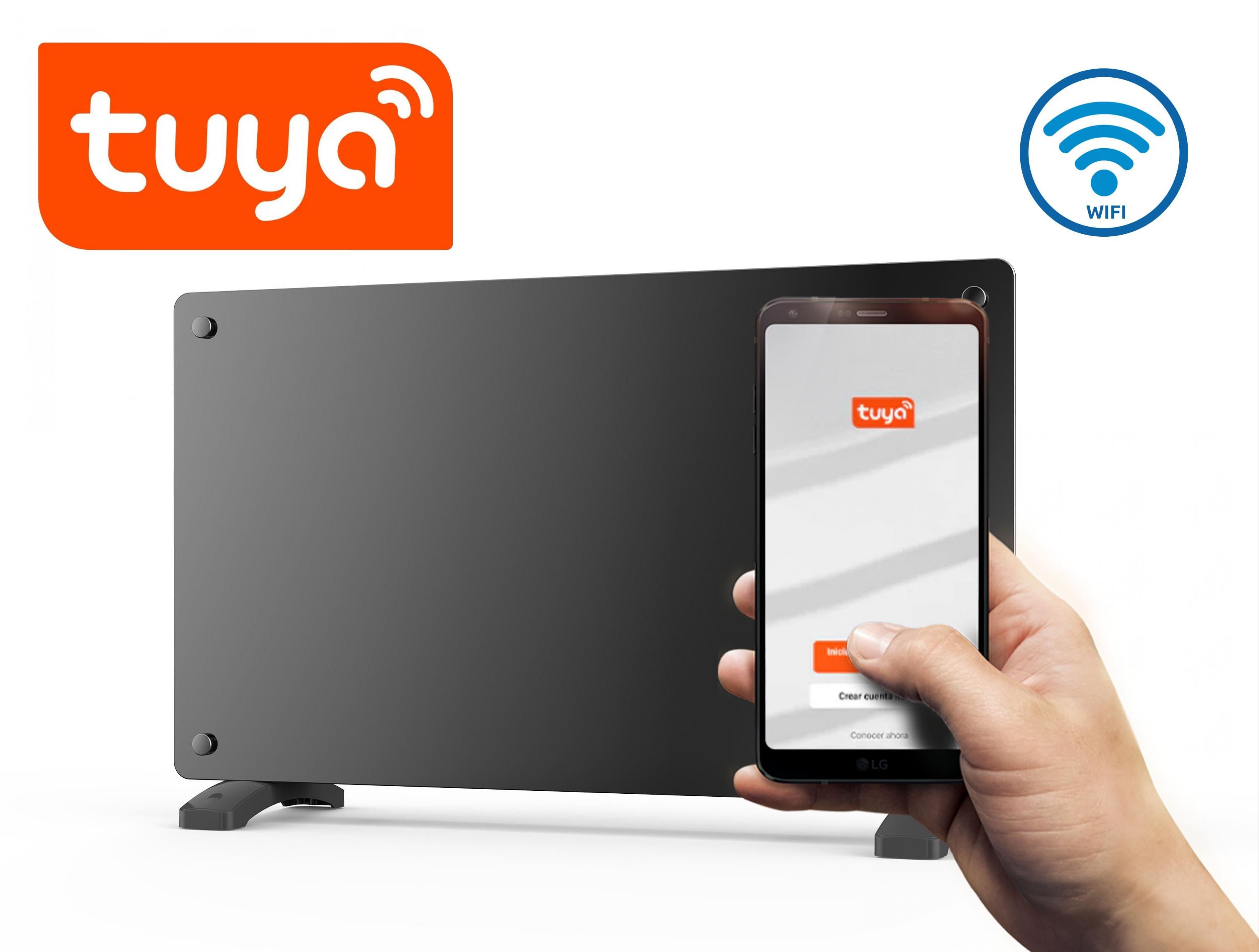 PANEL GLASS 1500: Radiateur avec panneau en verre de 1500W et contrôle WiFi via App