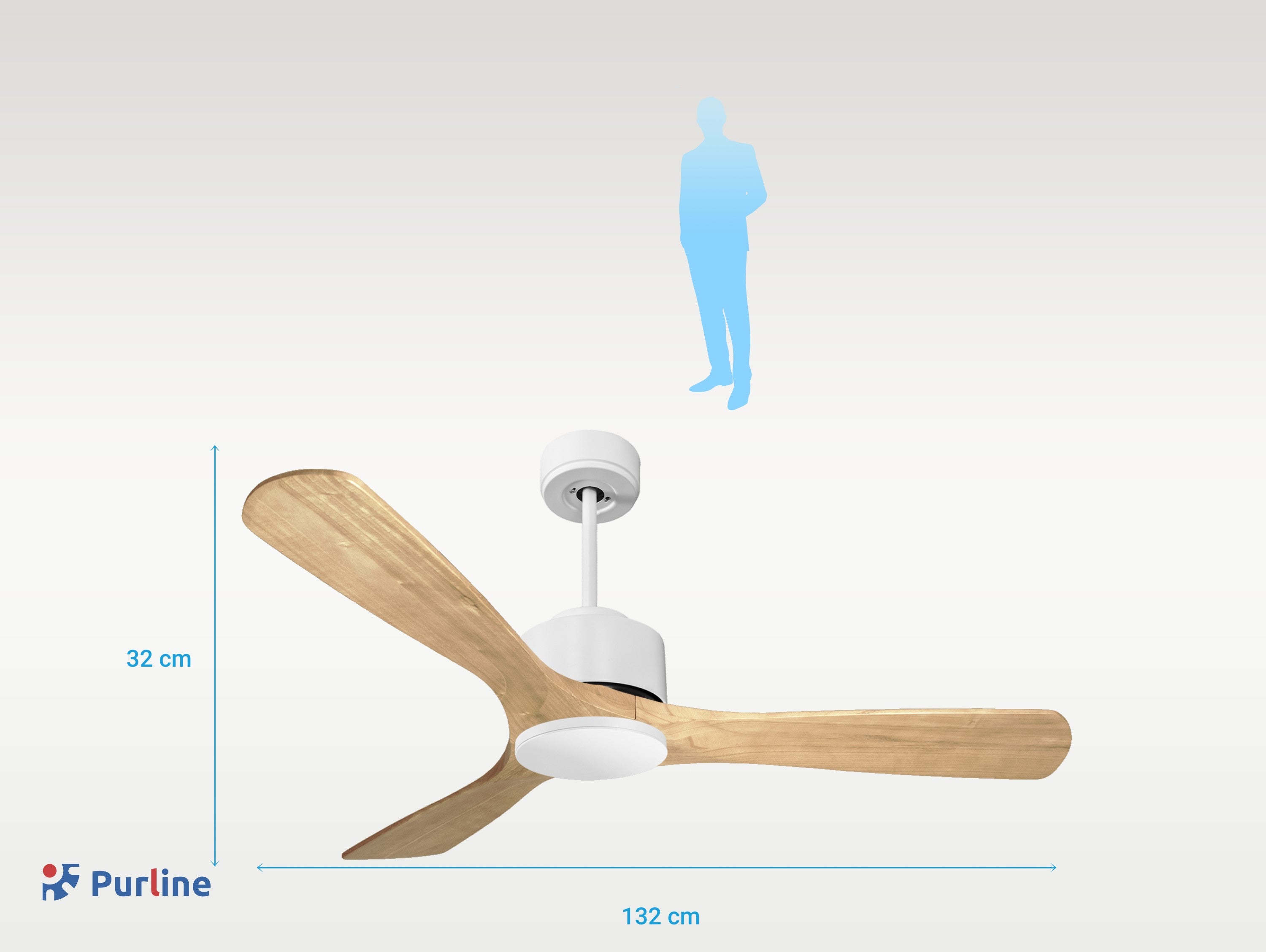 Paros D132 C02 69144: Ventilateur de plafond ø132 cm avec Wifi Réversible Hypersilence