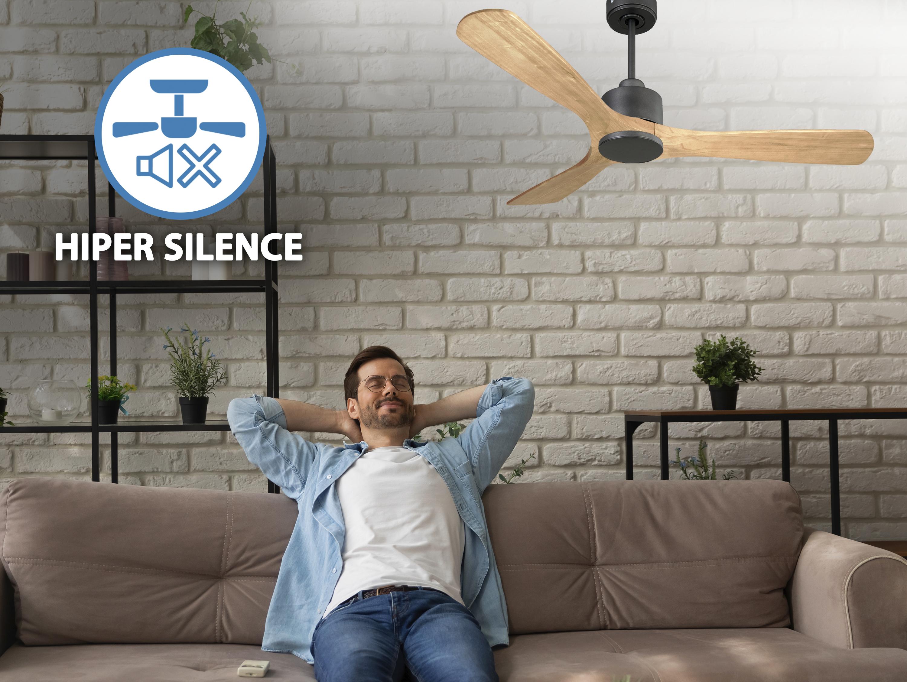 ParosD132C0365203: Ventilateur de plafond Réversible  Thermostat Wifi Moteur à courant continu Toits en pente Télécommande Hypersilence Mémoire