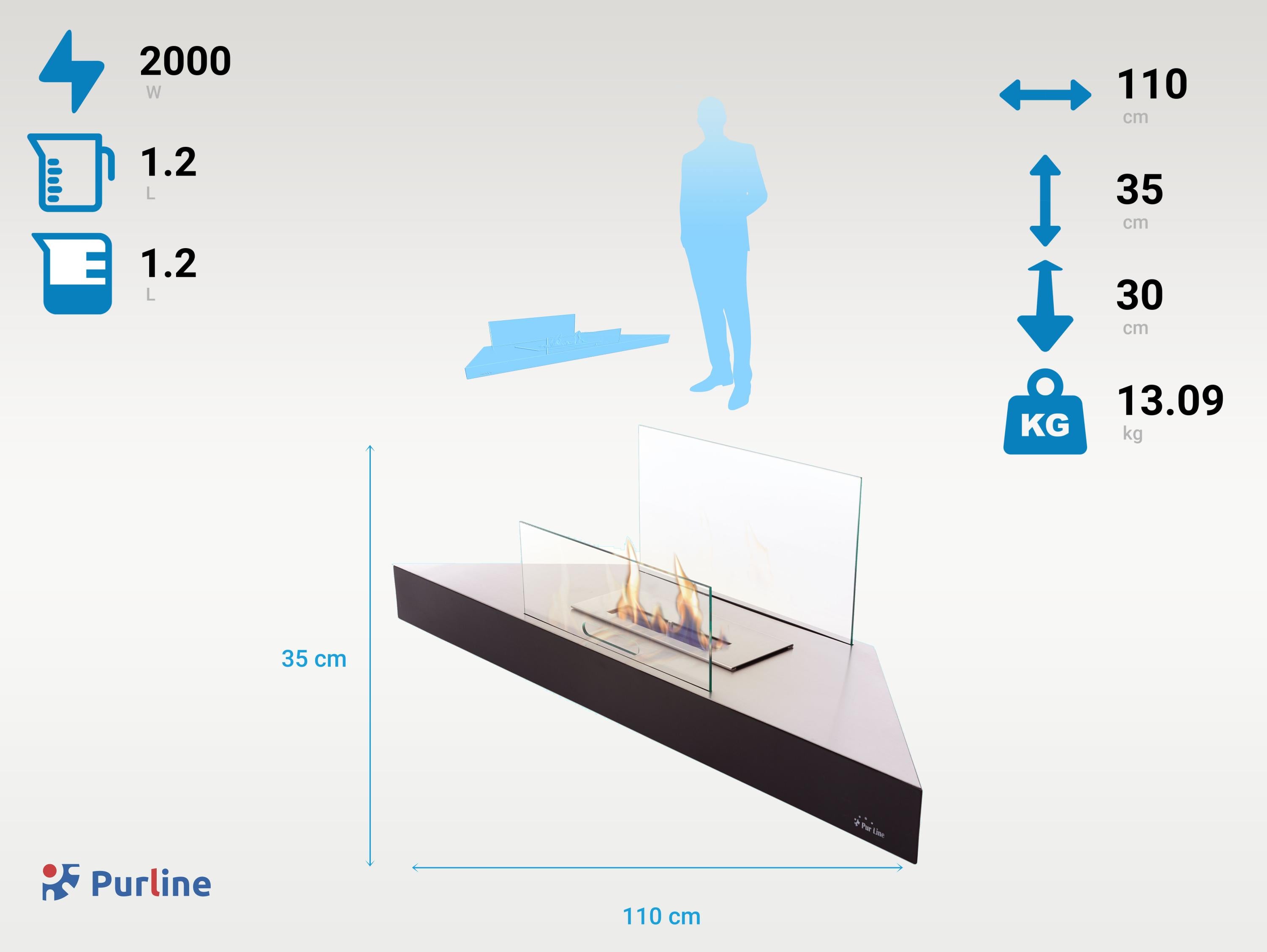 Cheminée à l' éthanol en acier noir