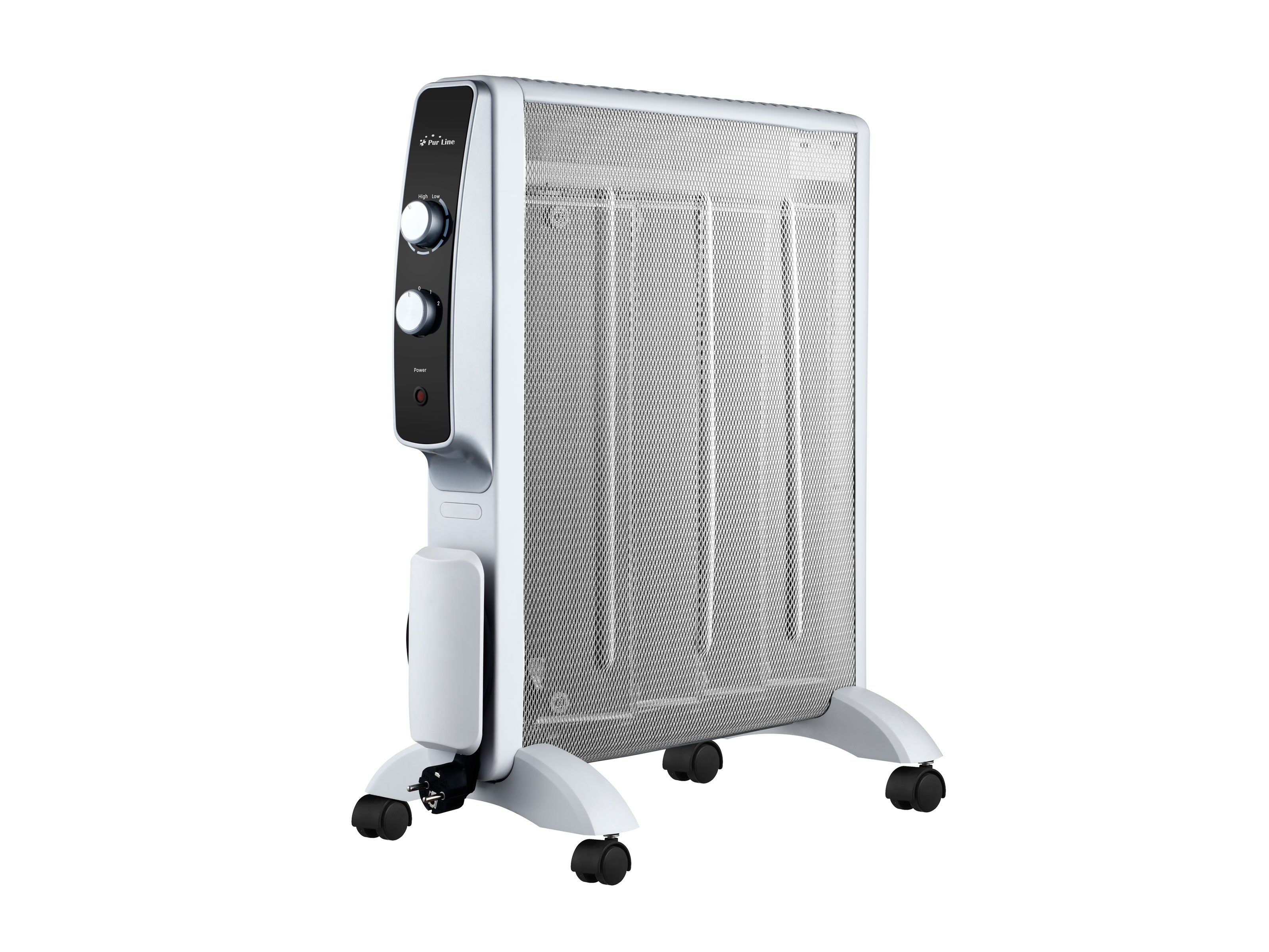 Radiateur électrique 2000 W design blanc avec roues et thermostat