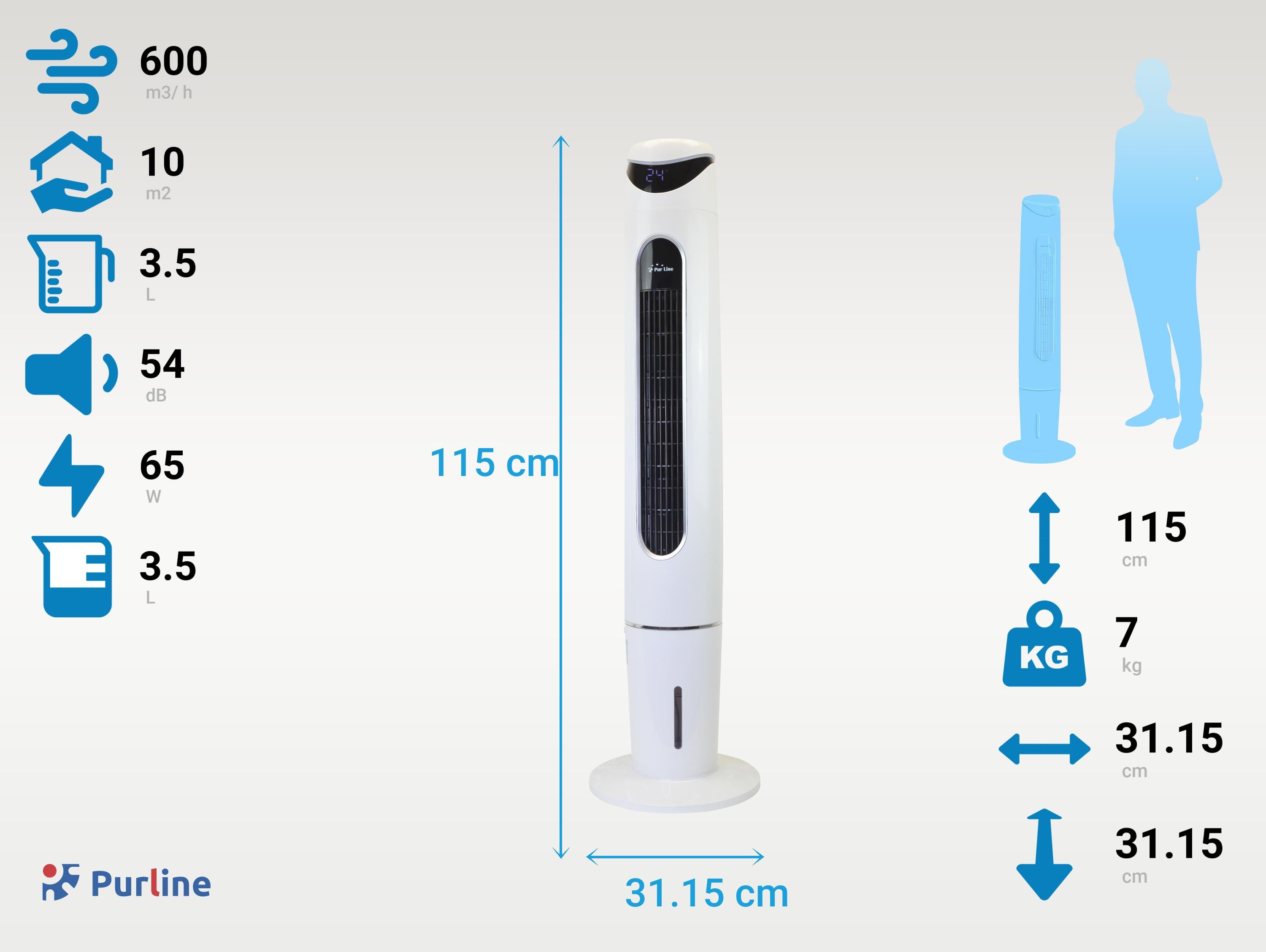 Rafraichisseur d'air par évaporation 75W avec télécommande