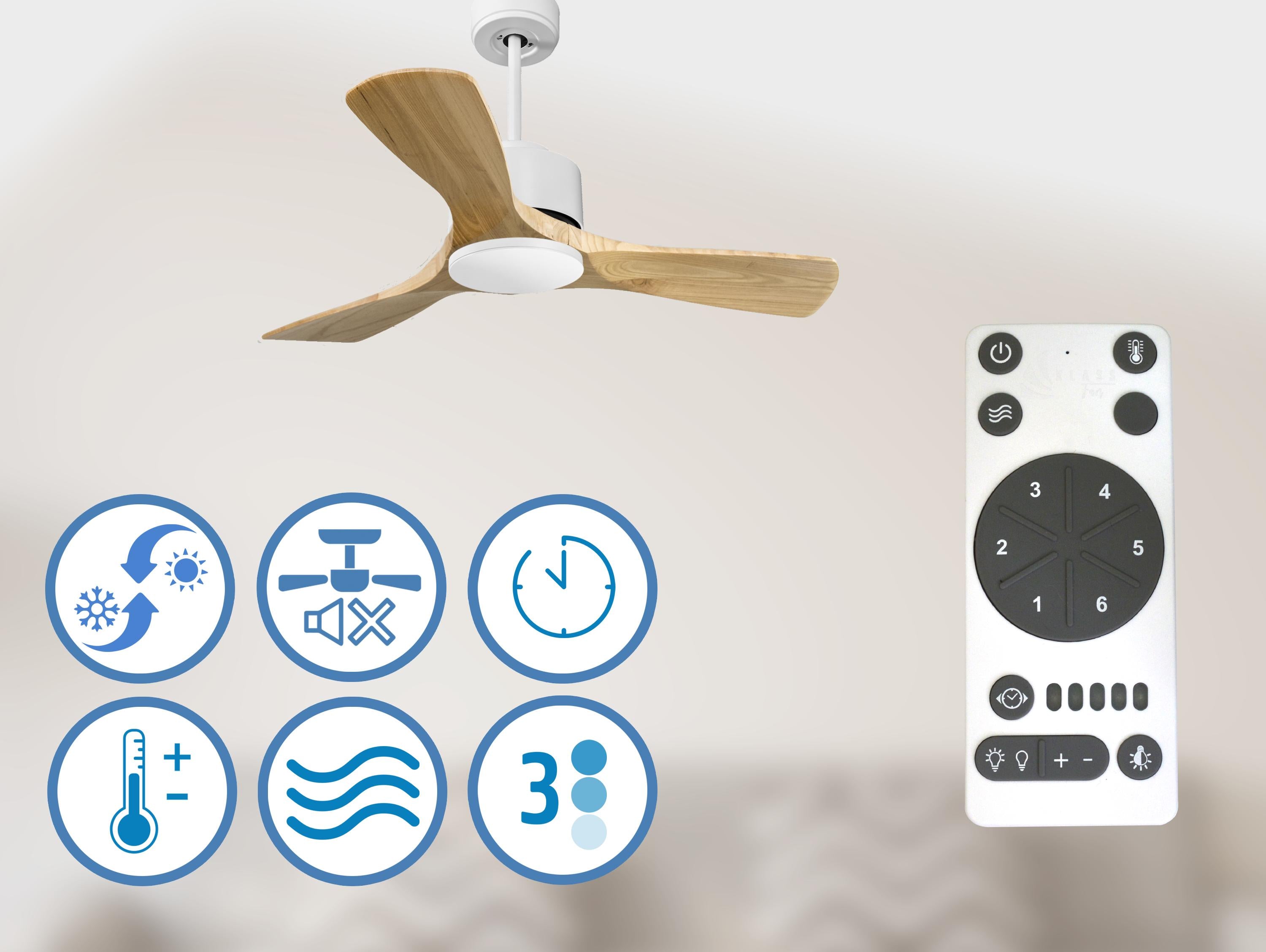 Rarotonga D106 C02 66055: Ventilateur de plafond ø106 cm avec Wifi Réversible Hypersilence