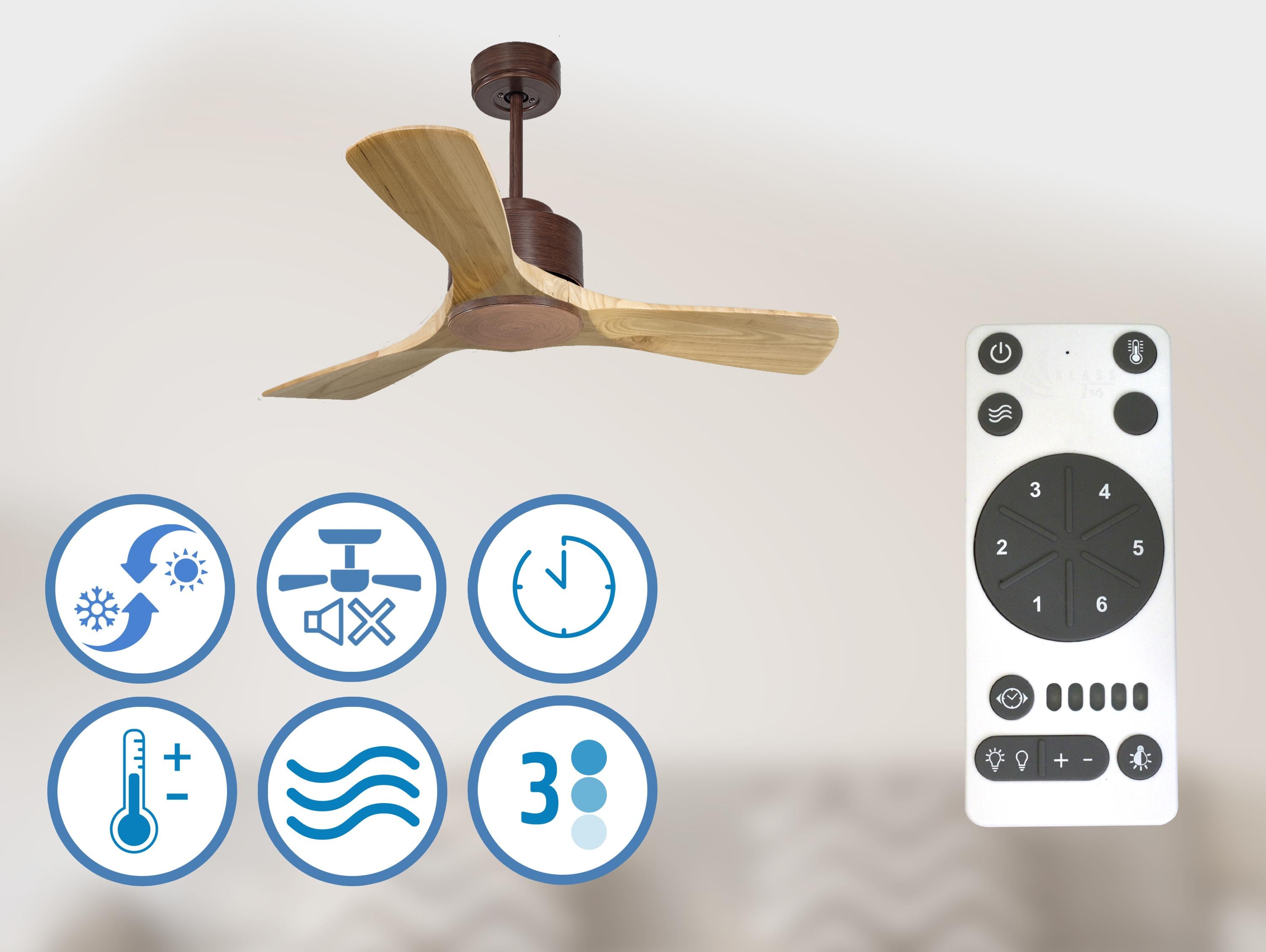 Rarotonga D106 C02 66862: Ventilateur de plafond ø106 cm avec Wifi Réversible Hypersilence