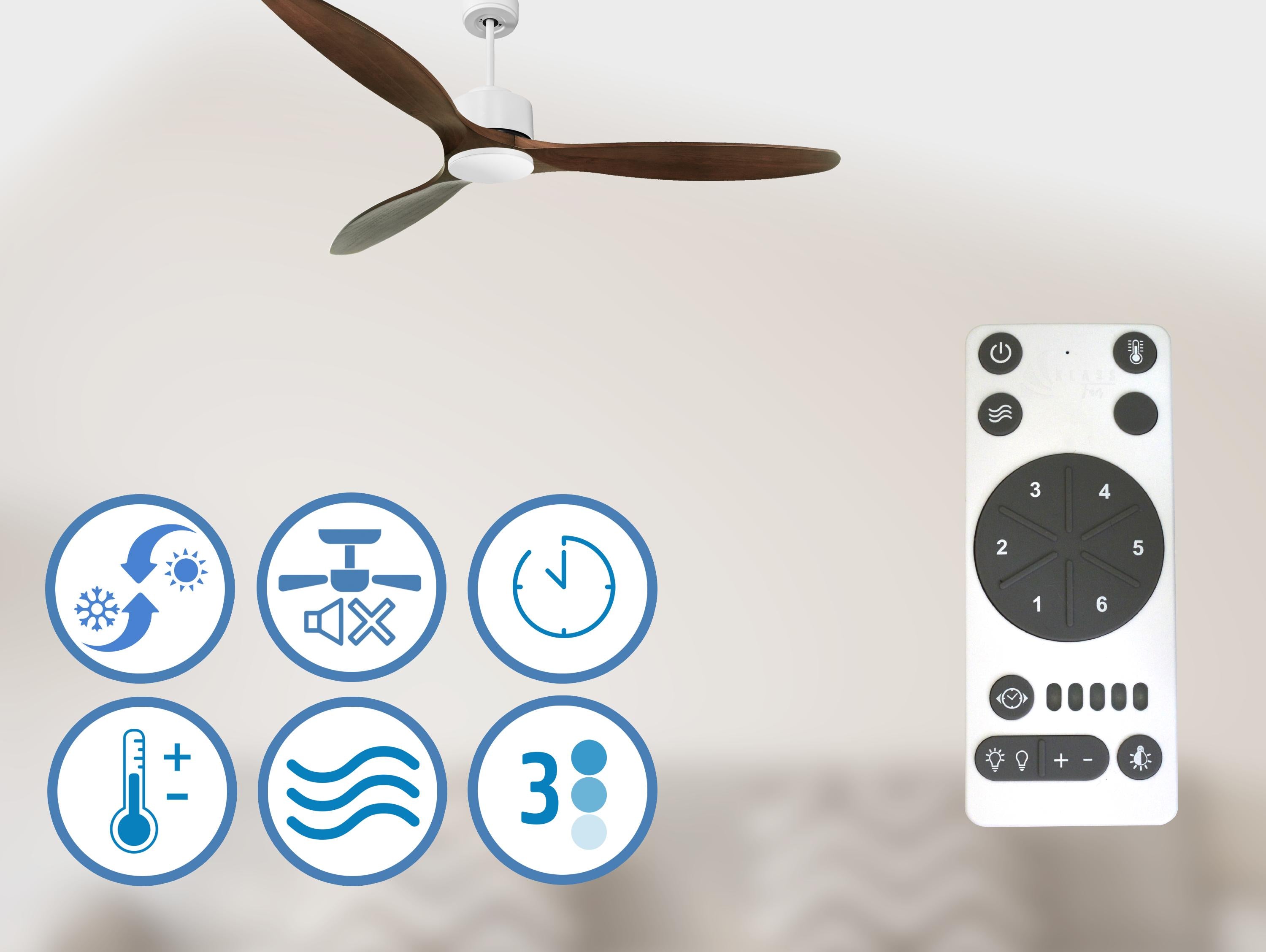 Saba D166 C02 69139: Ventilateur de plafond ø166 cm avec Wifi Réversible Hypersilence