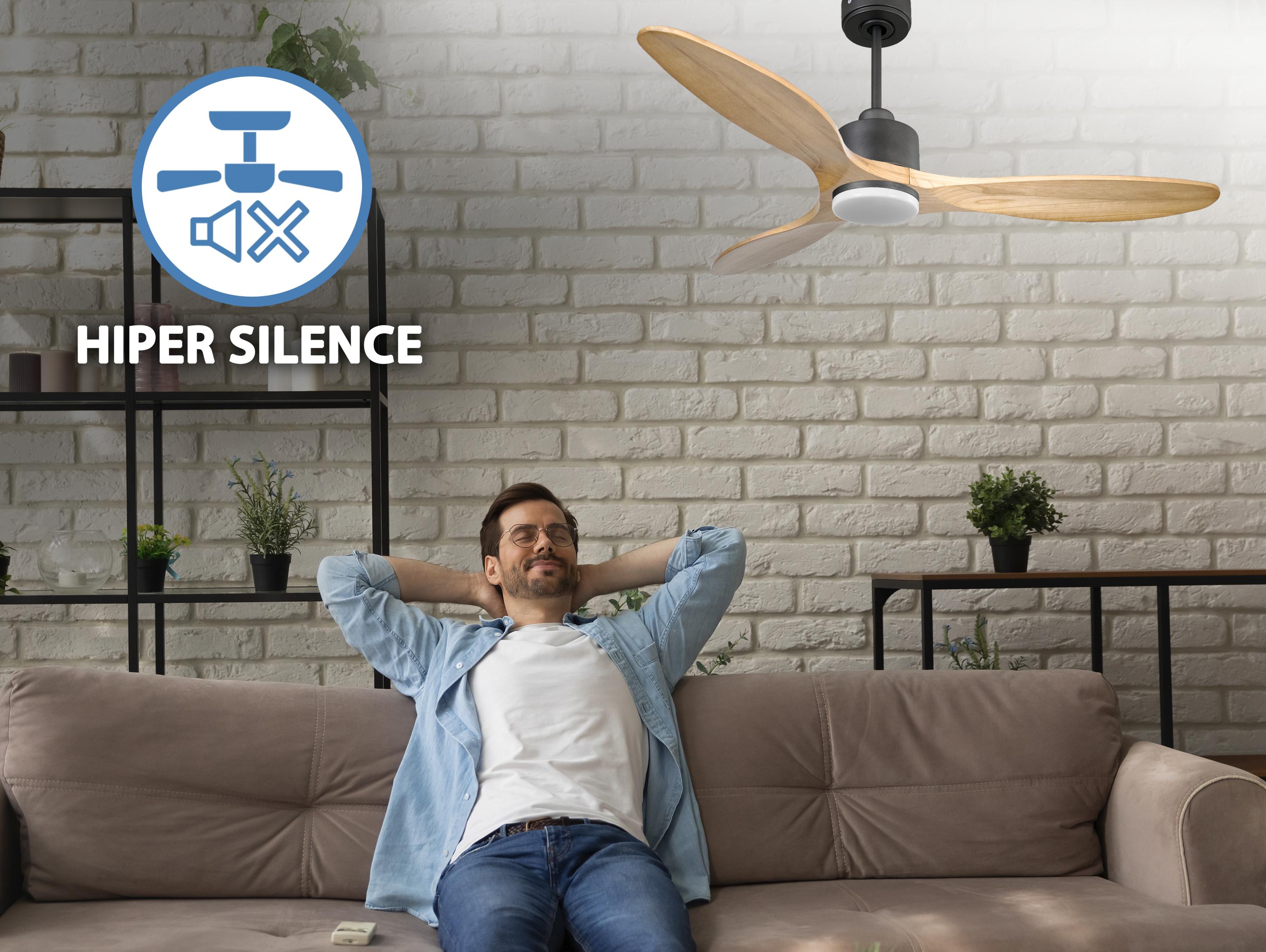   Ventilateur de plafond Réversible  Thermostat Dimmable Wifi Moteur à courant continu Toits en pente Télécommande Lumière à trois tons Hypersilence Mémoire