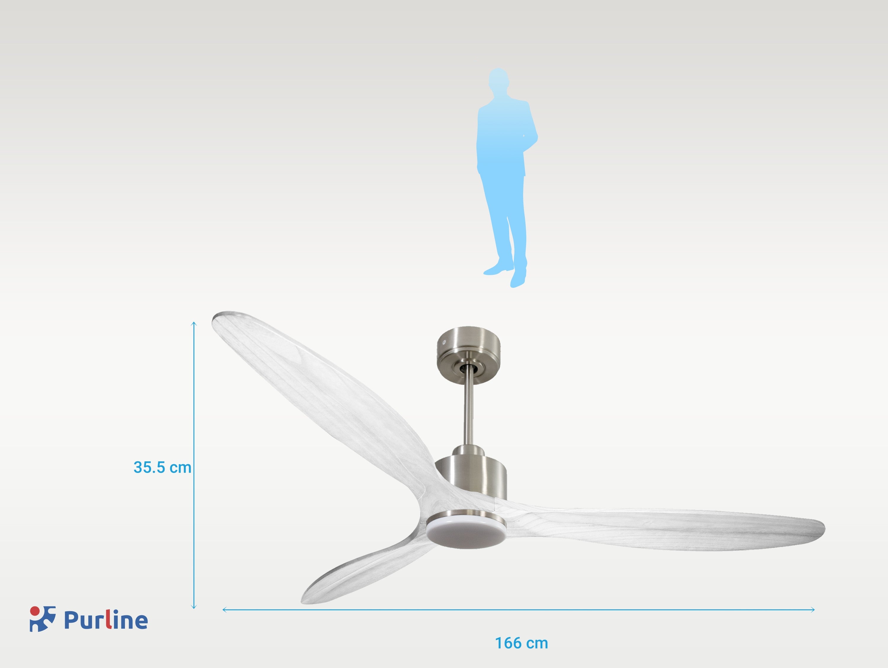 SalD166C03LED65056: Ventilateur de plafond Réversible  Thermostat Dimmable Wifi Moteur à courant continu Toits en pente Télécommande Lumière à trois tons Hypersilence Mémoire