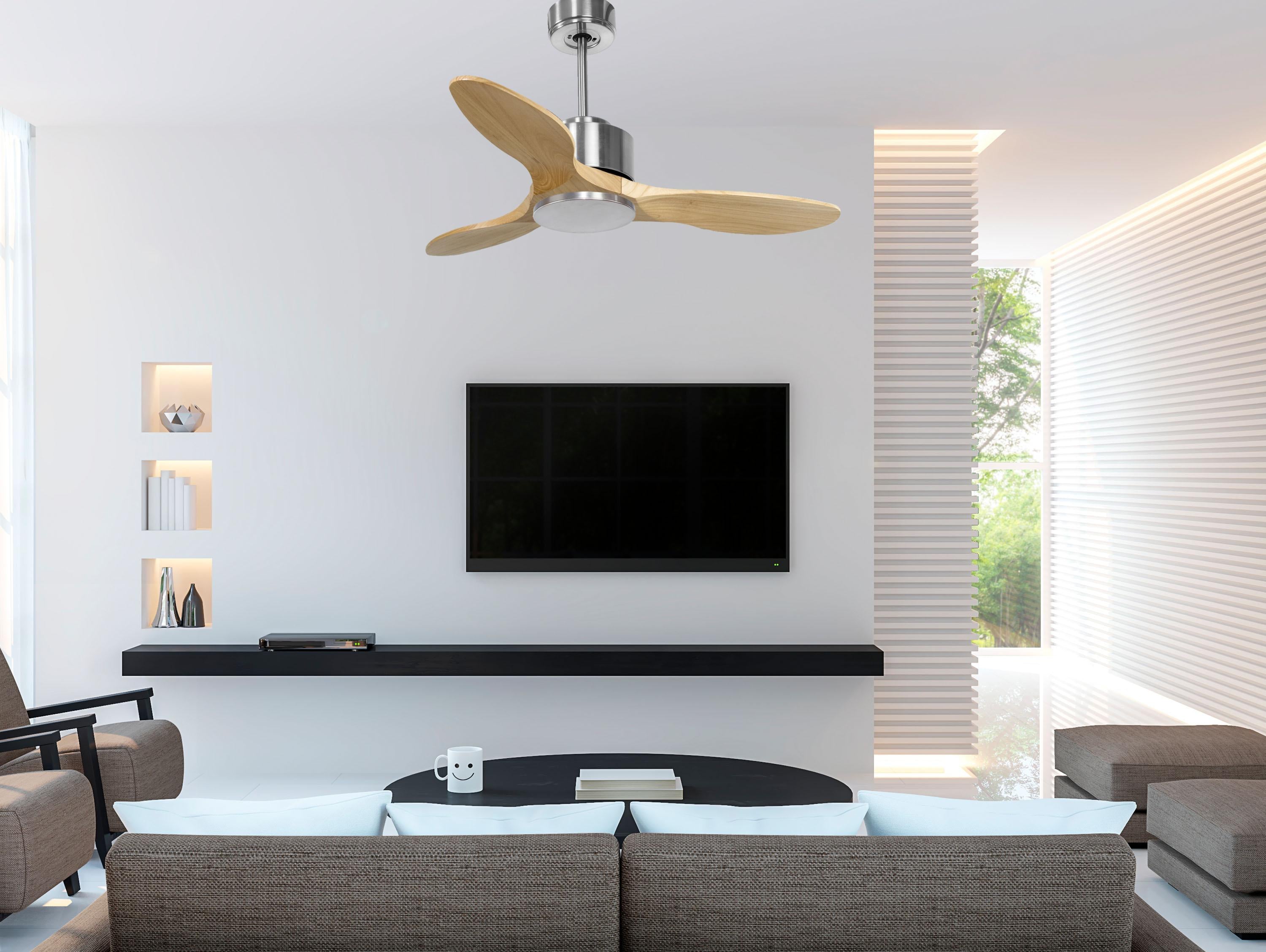 Spetses D106 C02 66413: Ventilateur de plafond Réversible  Thermostat Wifi Moteur à courant continu Toits en pente Télécommande Hypersilence Mémoire Shopify Vendible (AUTOMATIQUE)