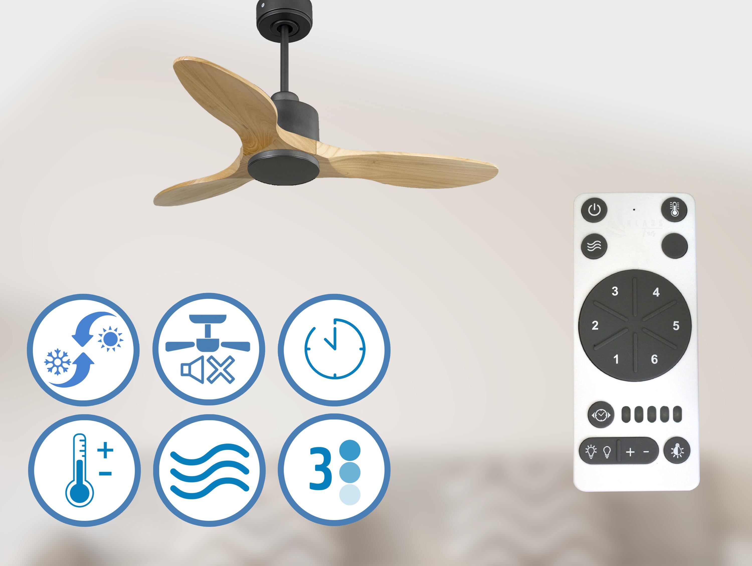 SpetsesD106C0365192: Ventilateur de plafond Réversible  Thermostat Wifi Moteur à courant continu Toits en pente Télécommande Hypersilence Mémoire