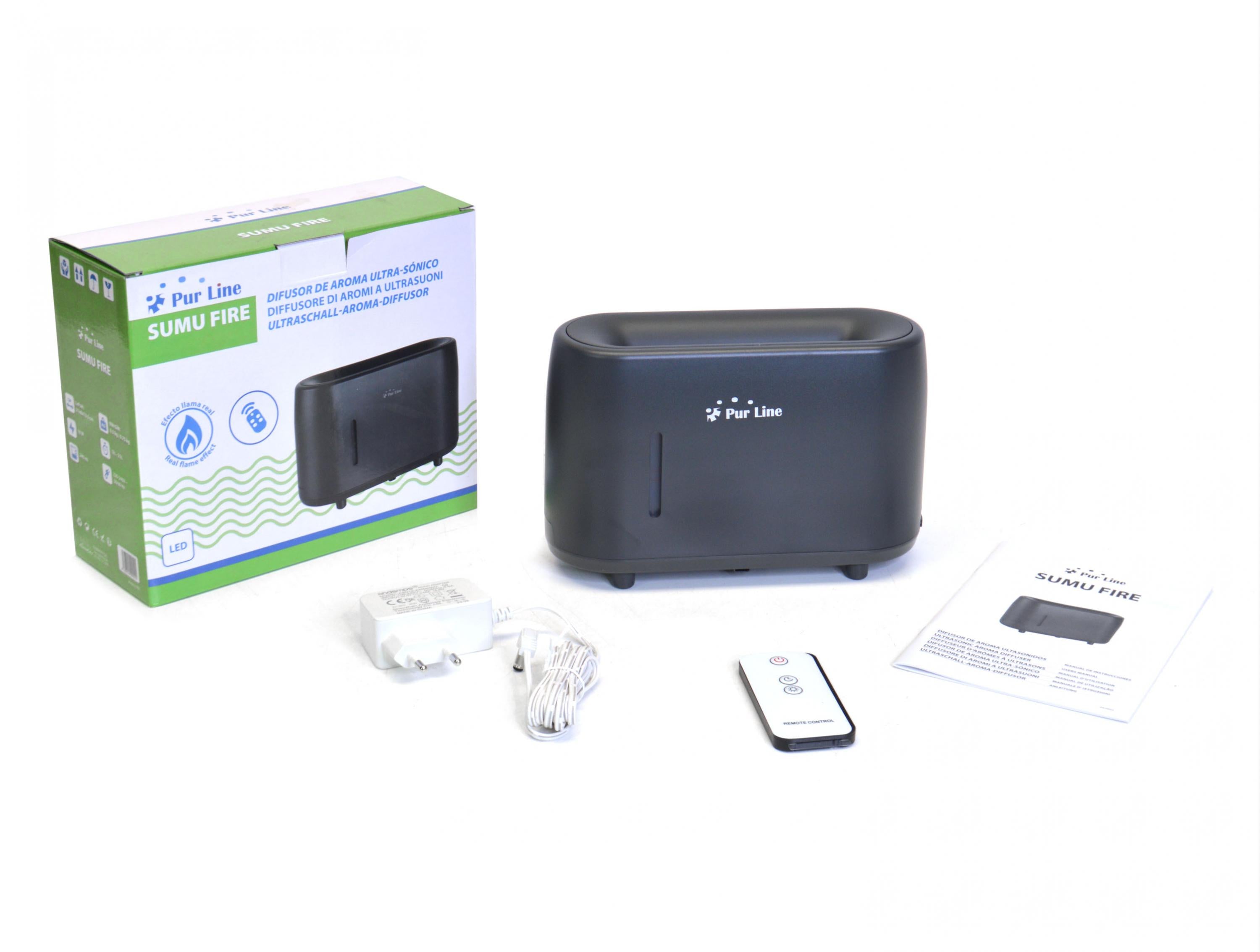 Contrôle Télécommande Diffuseur d'arômes à ultrasons avec effet de flamme en noir