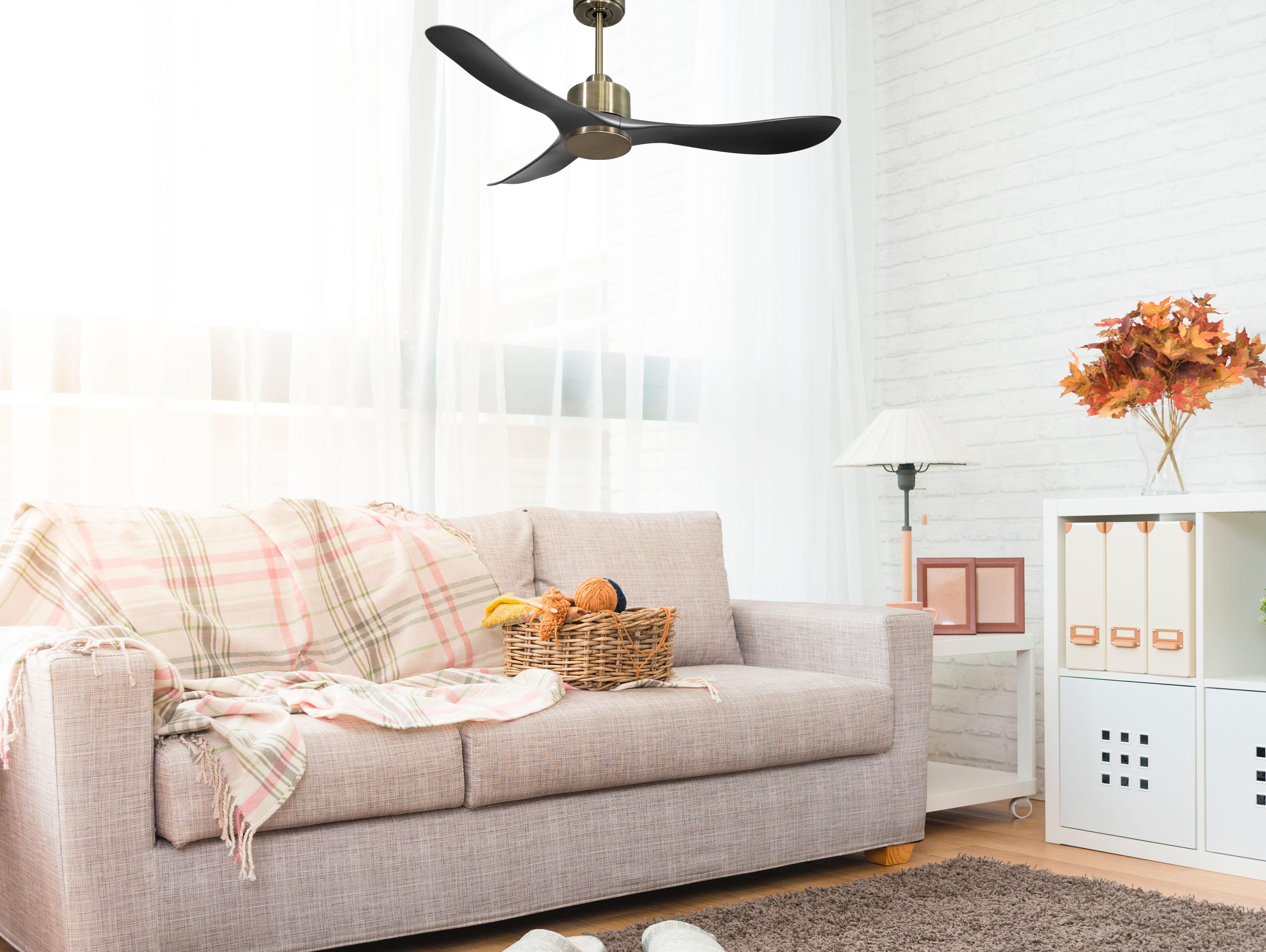 Ventilateur de plafond Réversible  Thermostat Wifi Moteur à courant continu Toits en pente Télécommande Hypersilence Mémoire