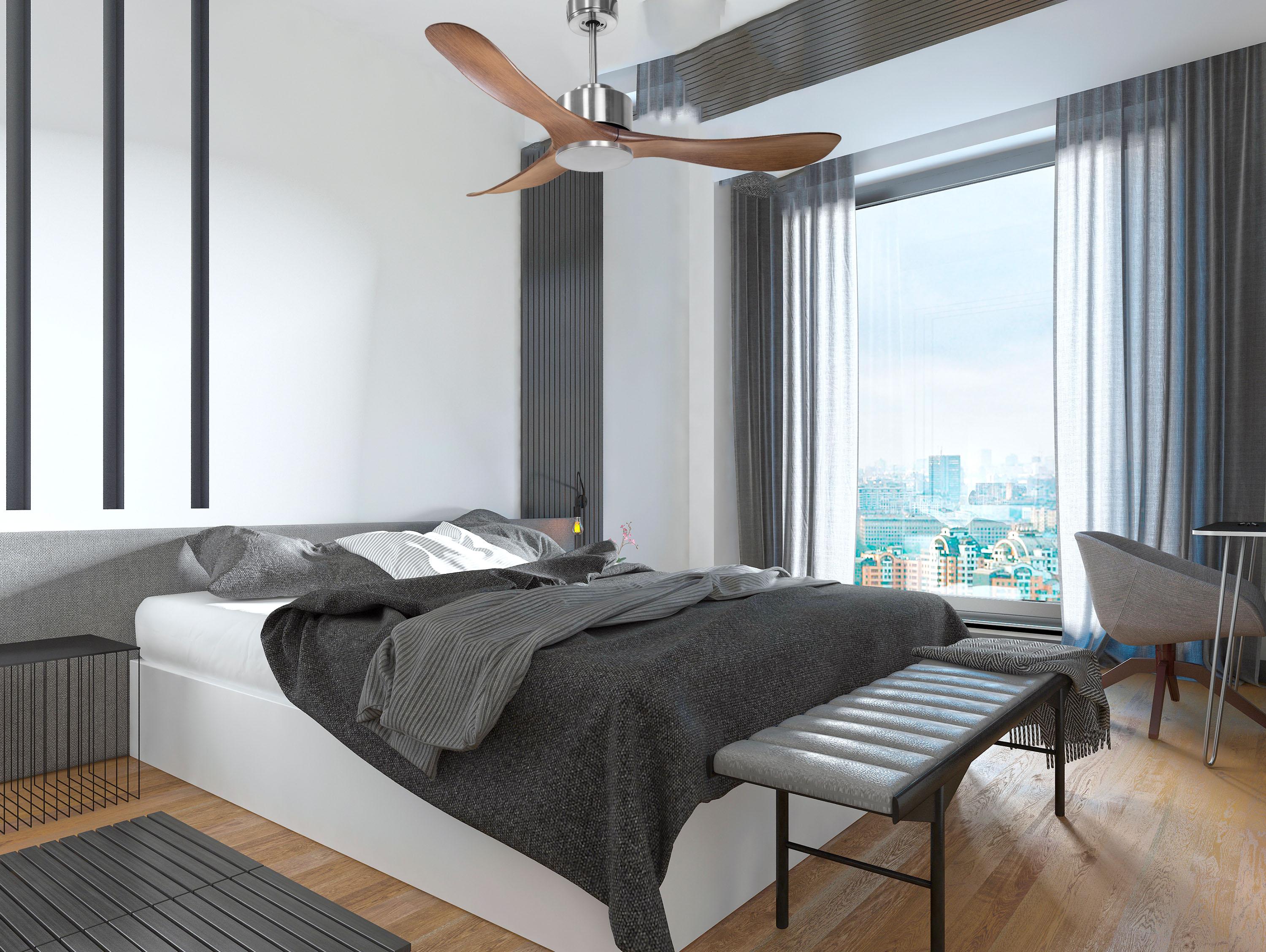  Ventilateur de plafond Réversible  Thermostat Wifi Moteur à courant continu Toits en pente Télécommande Hypersilence Mémoire Shopify Vendible (AUTOMATIQUE)