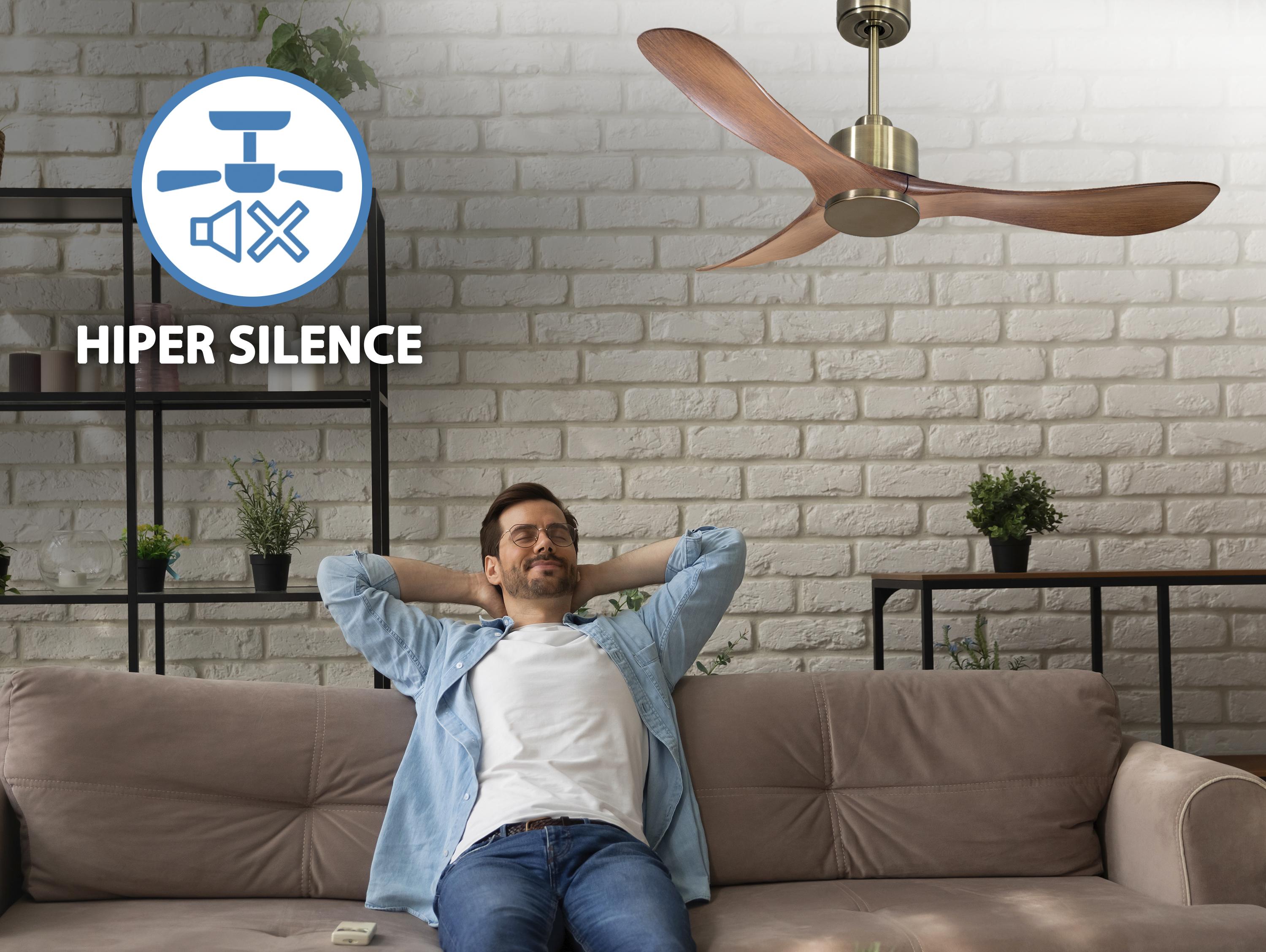   Ventilateur de plafond Réversible  Thermostat Wifi Moteur à courant continu Toits en pente Télécommande Hypersilence Mémoire