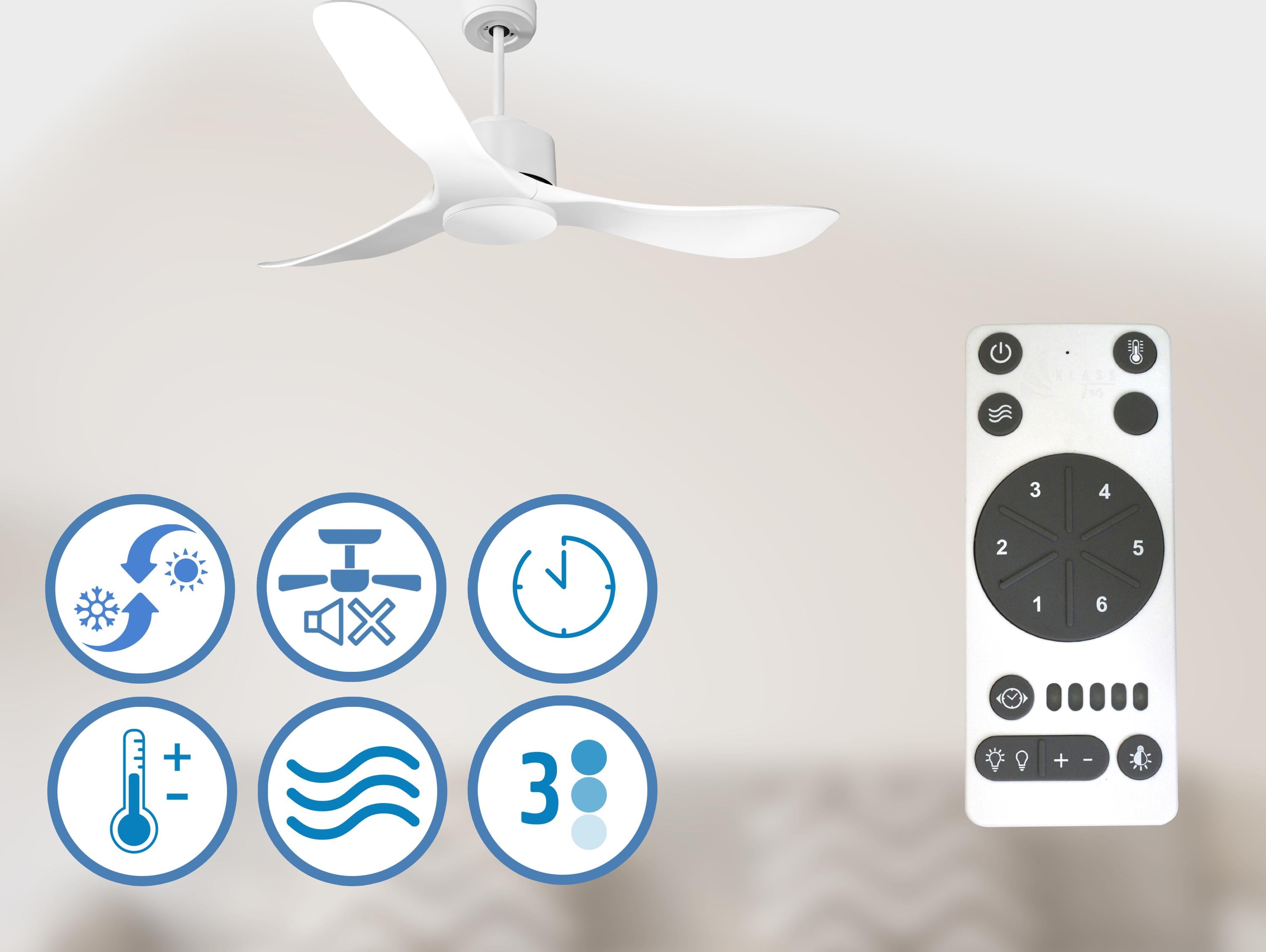 Tonga D132 C02 66041: Ventilateur de plafond Wifi Moteur à courant continu Télécommande Hypersilence Mémoire Shopify Vendible (AUTOMATIQUE)