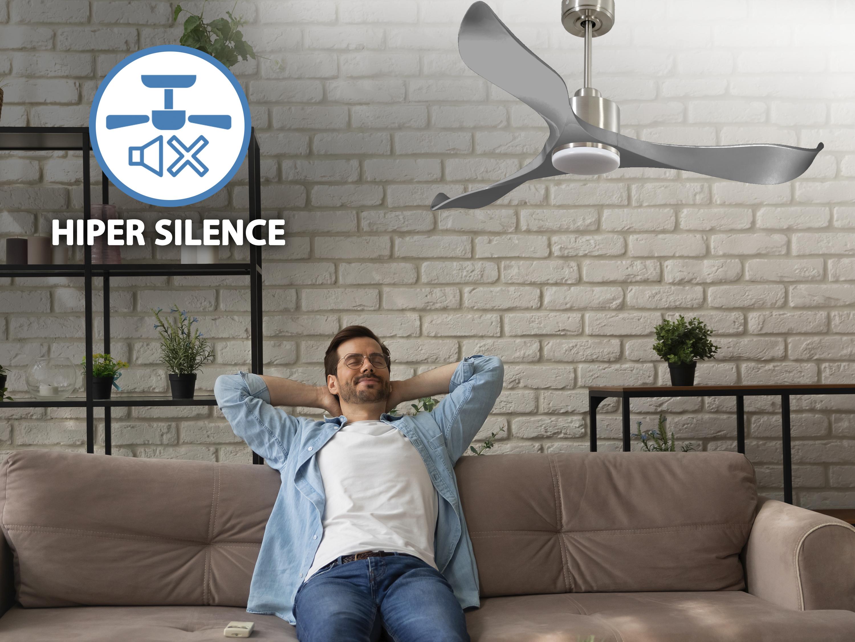 TrawanganD132C03LED65040: Ventilateur de plafond Réversible  Thermostat Dimmable Wifi Moteur à courant continu Toits en pente Télécommande Lumière à trois tons Mémoire